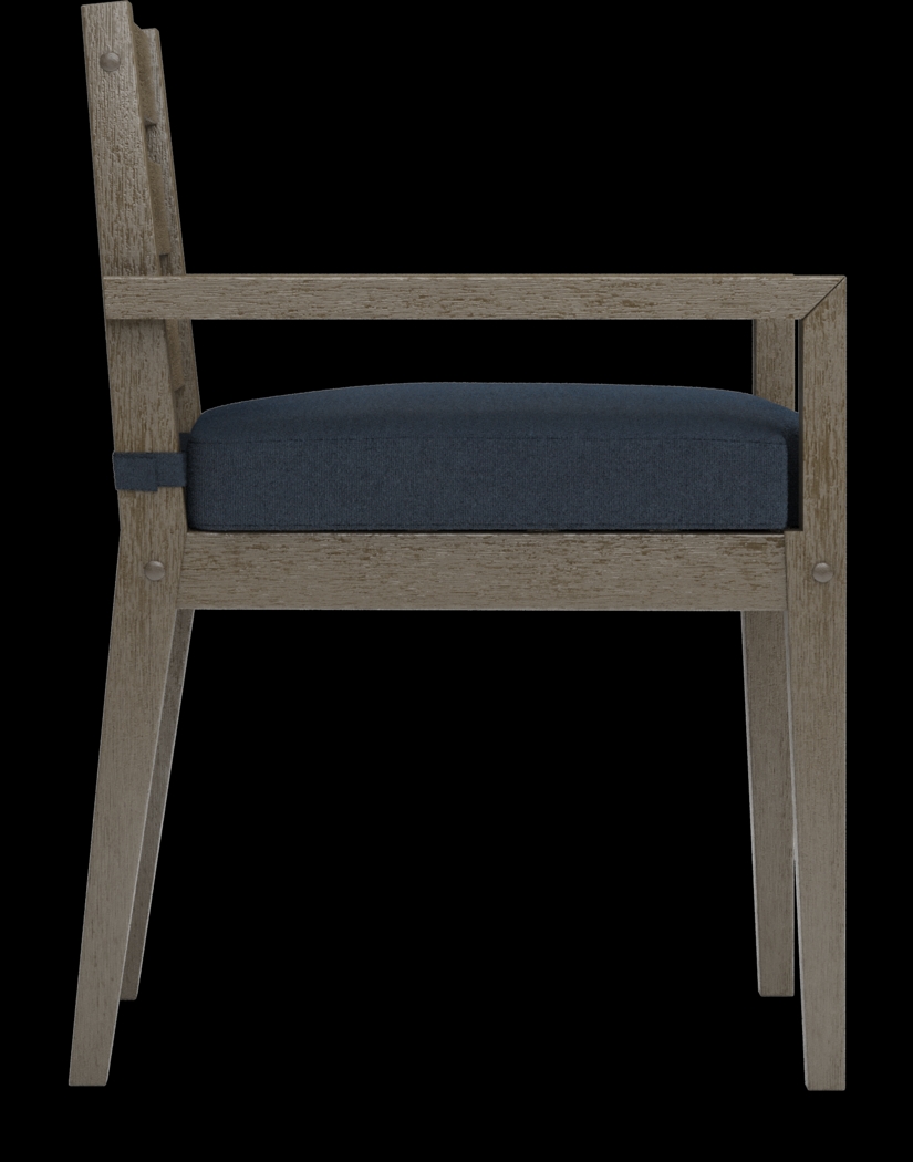 Lake Tahoe Gray Outdoor Arm Chair with Indigo Cushion - Thumbnail - Image 4