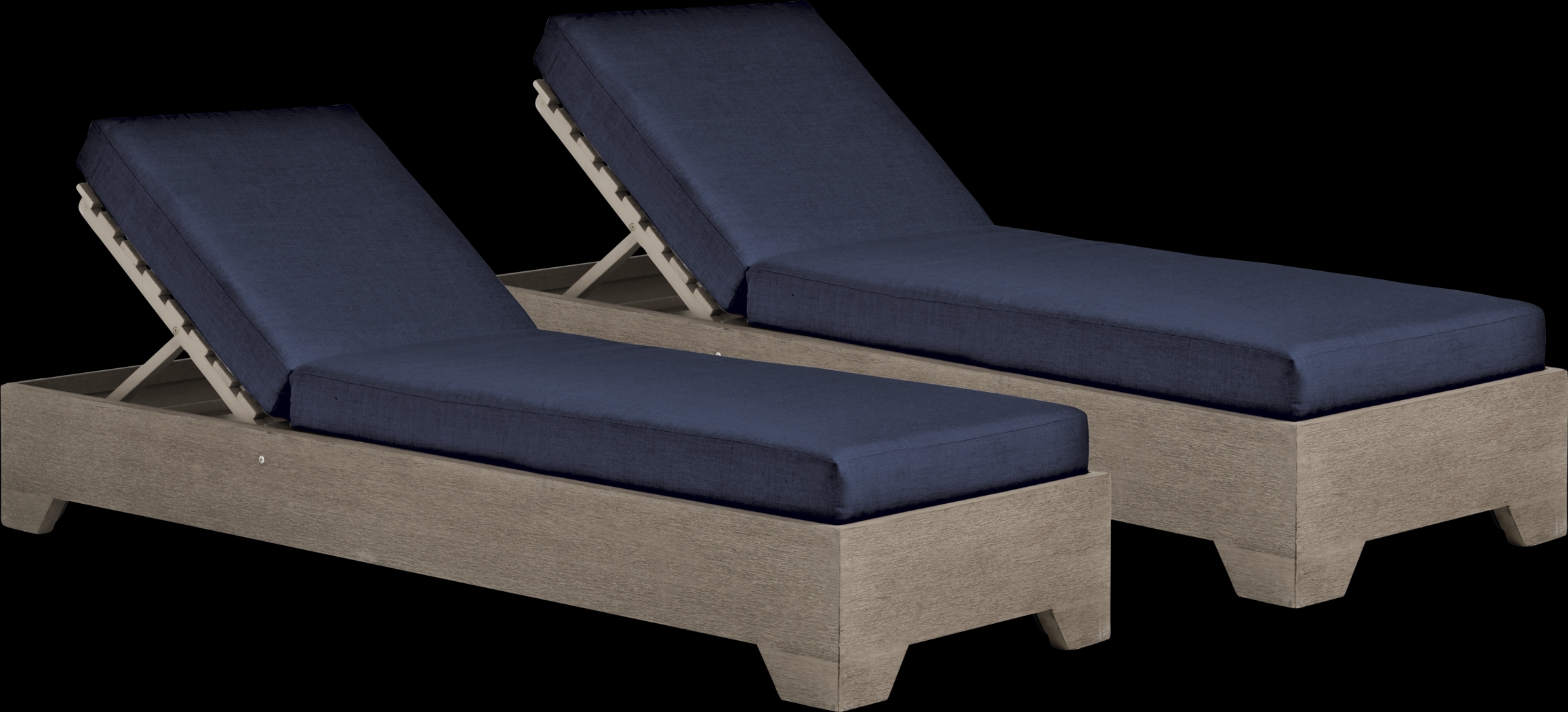 Lake Tahoe Gray Outdoor Chaise with Indigo Cushions, Set of 2 - Thumbnail - Image 1