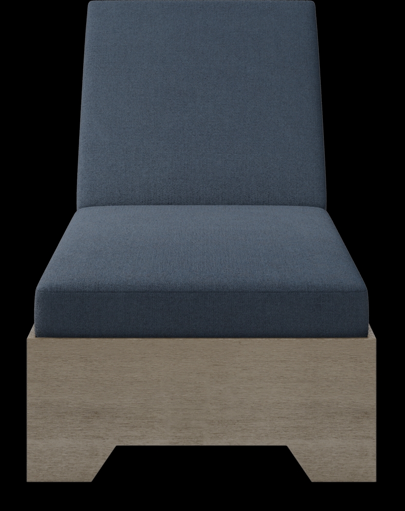 Lake Tahoe Gray Outdoor Chaise with Indigo Cushions - Thumbnail - Image 2