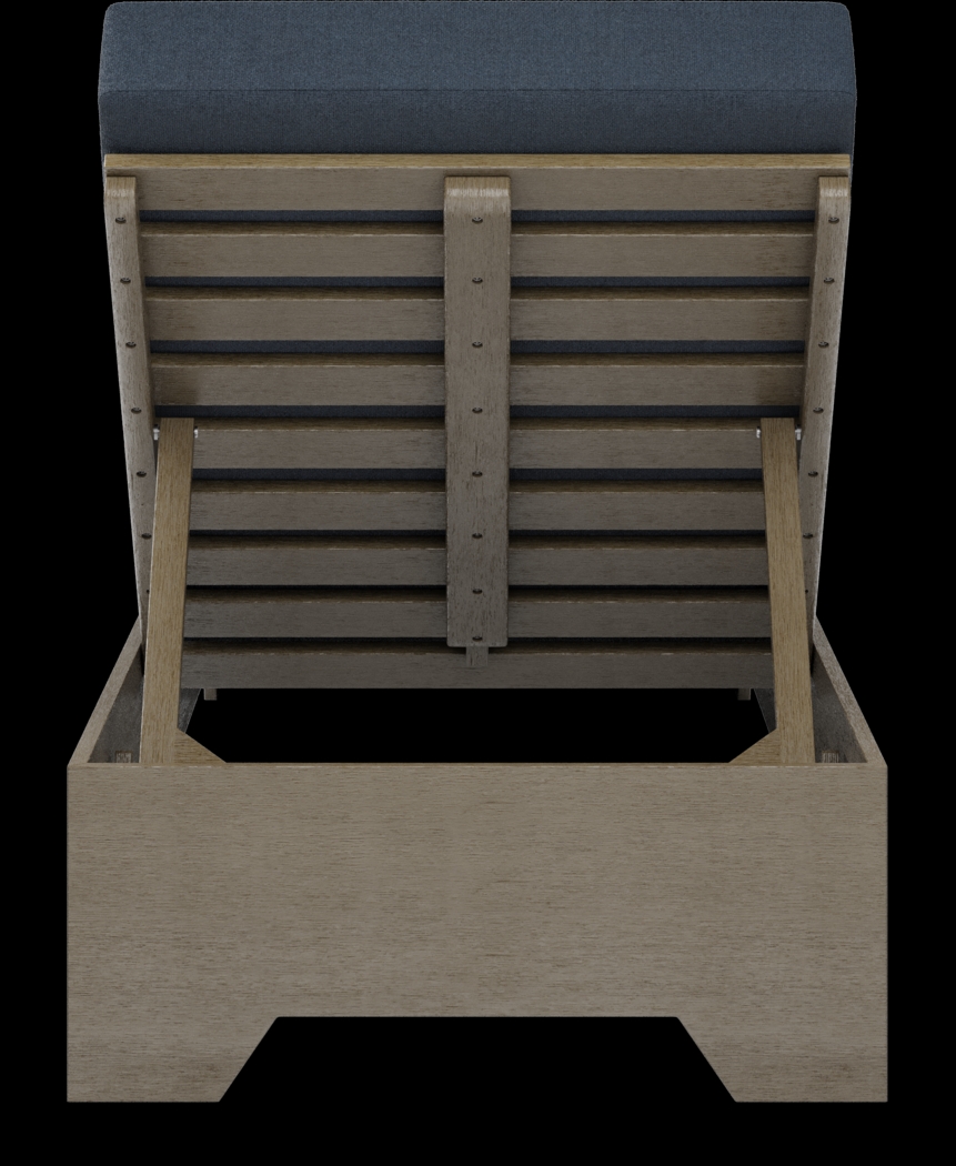 Lake Tahoe Gray Outdoor Chaise with Indigo Cushions - Thumbnail - Image 3