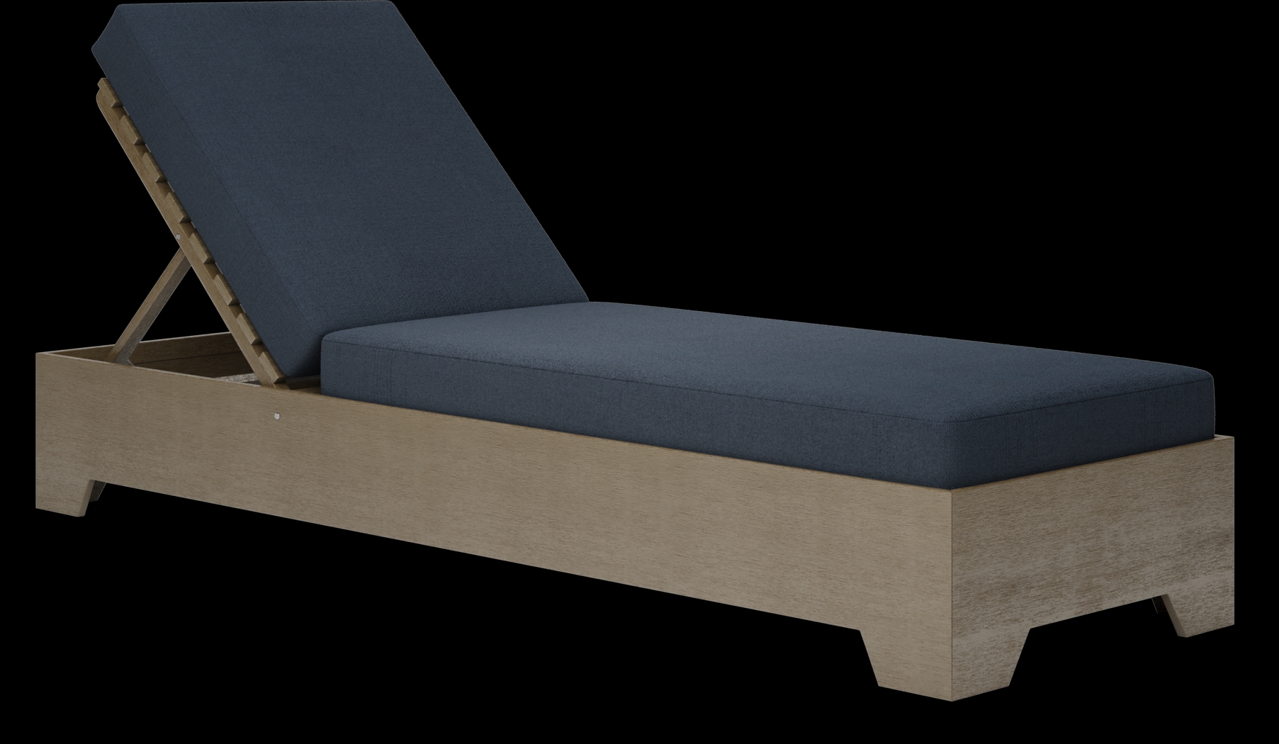 Lake Tahoe Gray Outdoor Chaise with Indigo Cushions - Thumbnail - Image 1