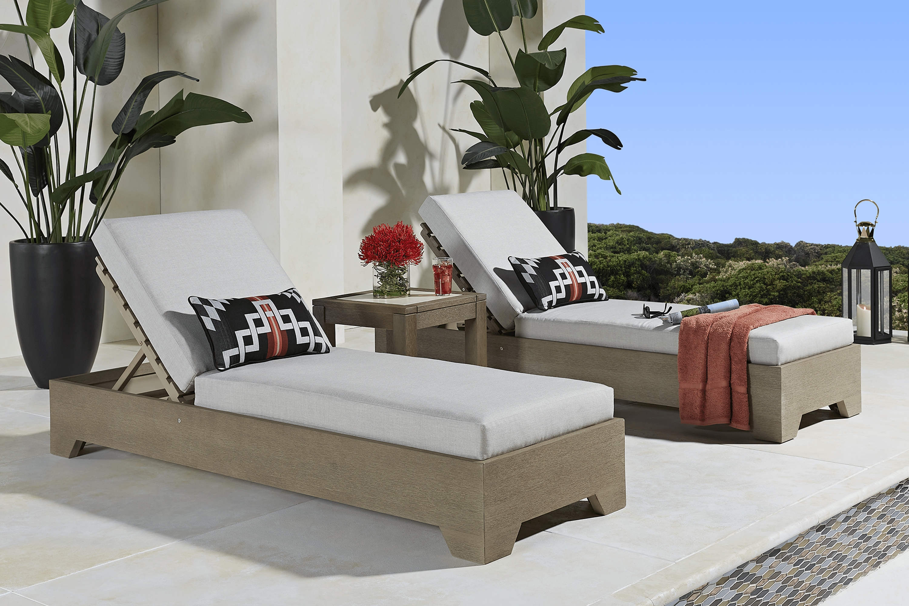 Lake Tahoe Gray Outdoor Chaise with Seagull Cushions, Set of 2 - Thumbnail - Image 2