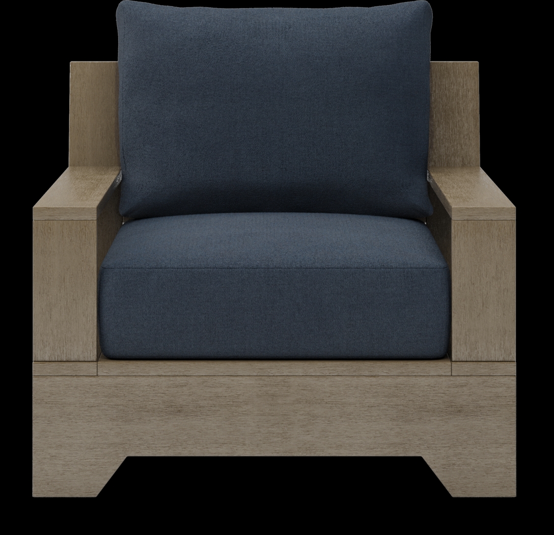 Lake Tahoe Gray 4 Pc Outdoor Sofa Seating Set with Indigo Cushions - Thumbnail - Image 5