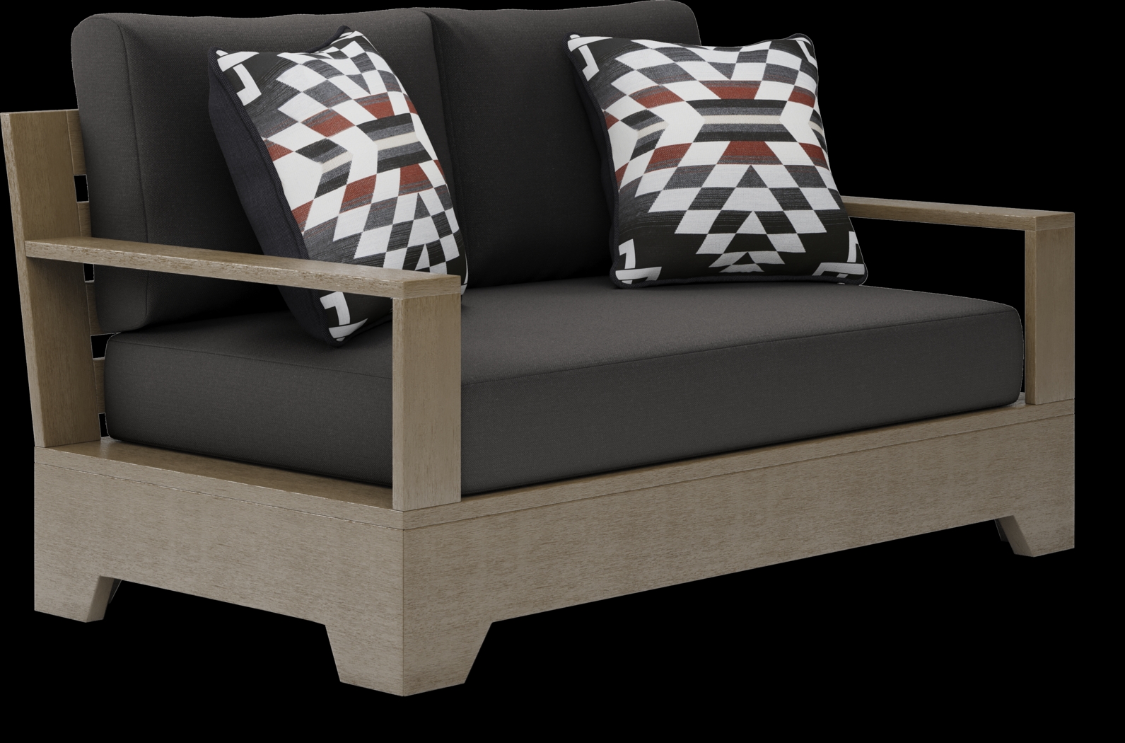 Lake Tahoe Gray Outdoor Loveseat with Charcoal Cushions - Thumbnail - Image 2