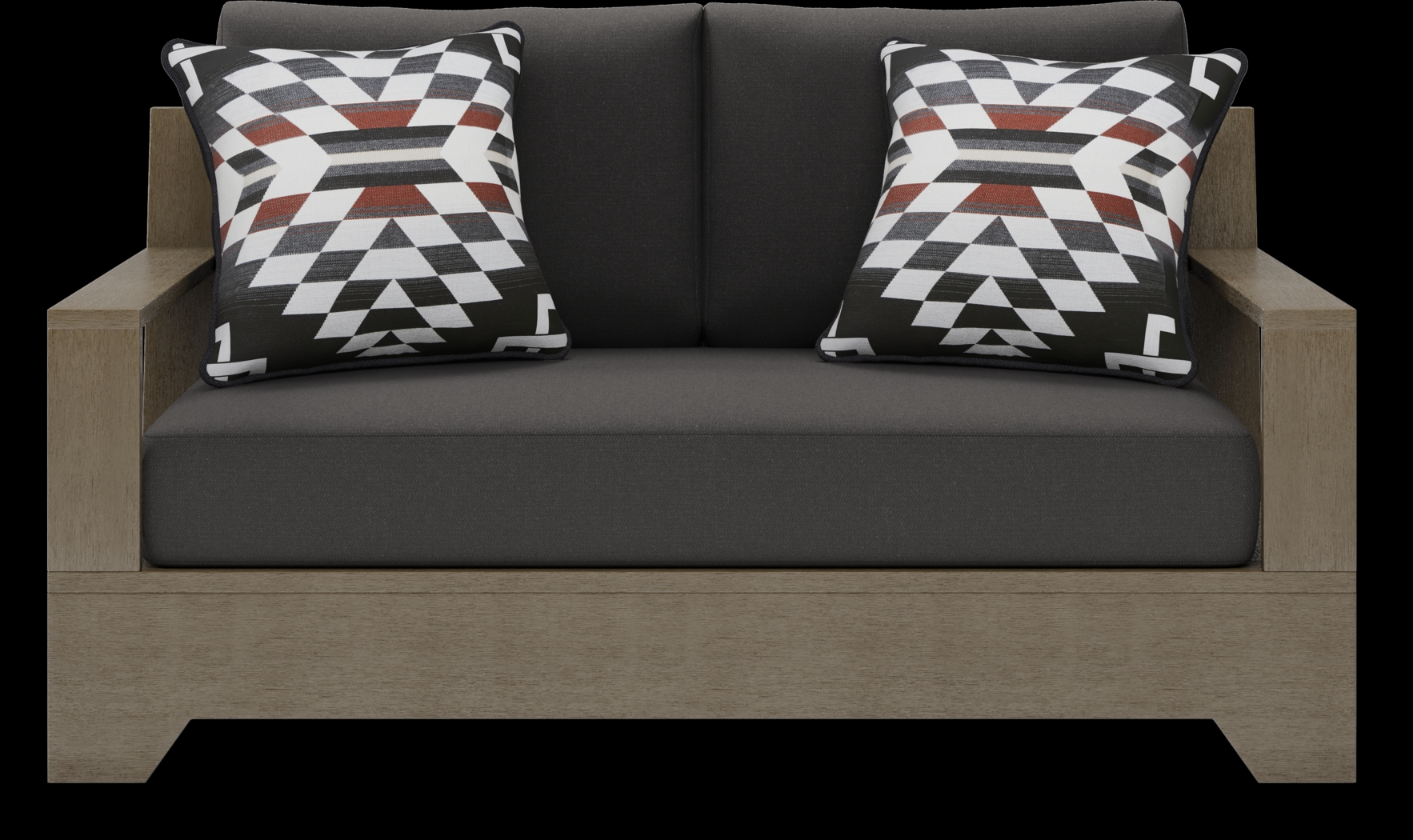 Cindy Crawford Home Lake Tahoe Gray Outdoor Loveseat with Charcoal Cushions - Thumbnail - Image 1