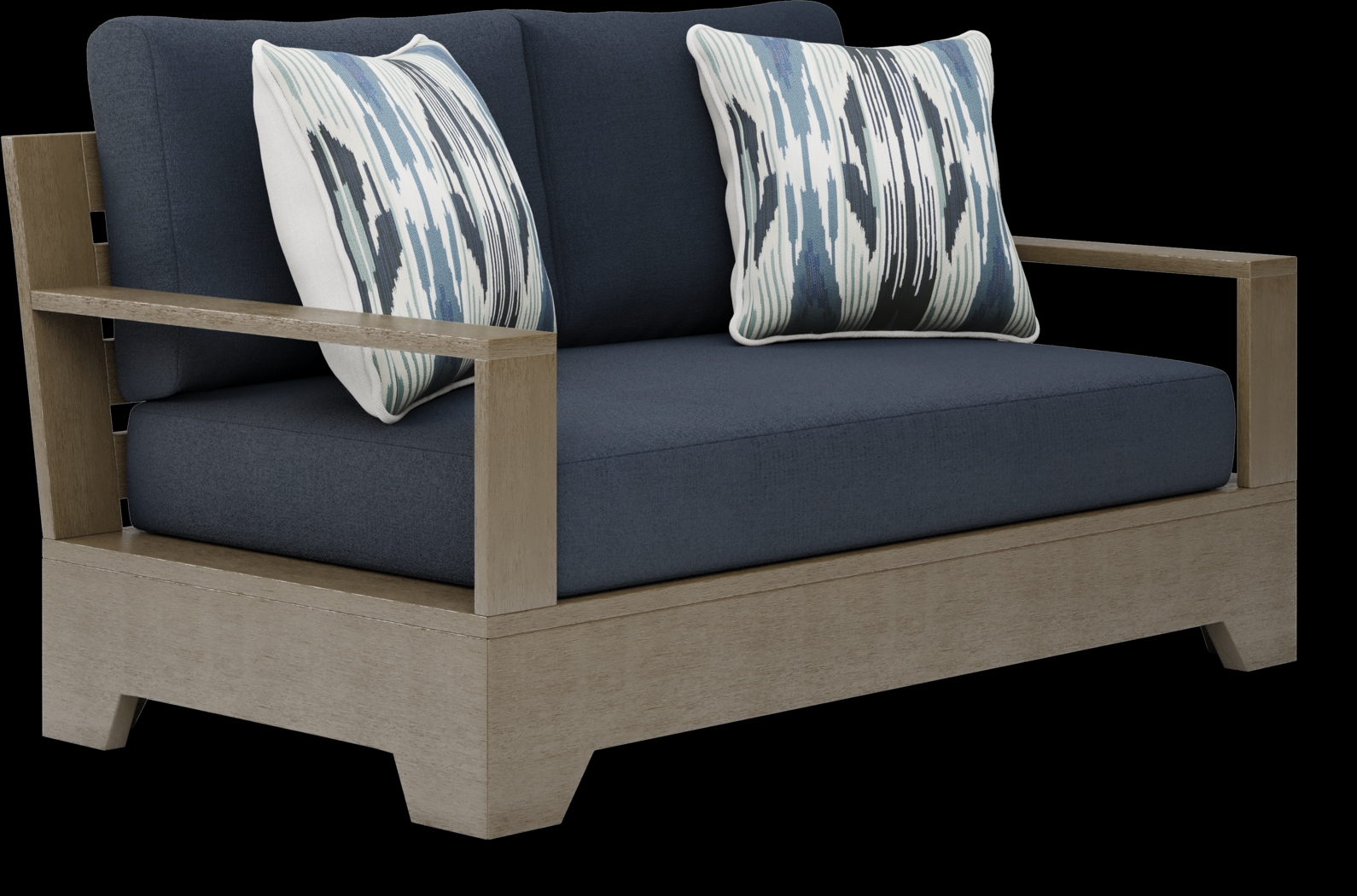 Lake Tahoe Gray Outdoor Loveseat with Indigo Cushions - Thumbnail - Image 2