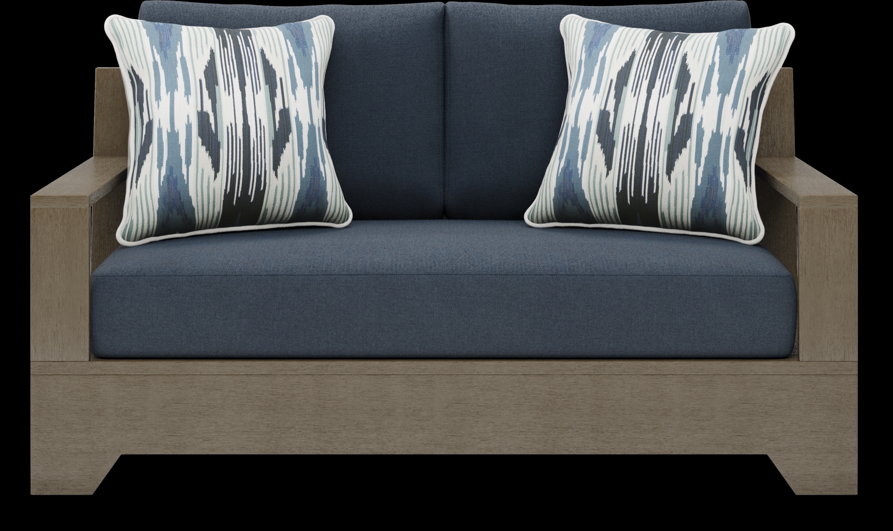 Lake Tahoe Gray Outdoor Loveseat with Indigo Cushions - Thumbnail - Image 1