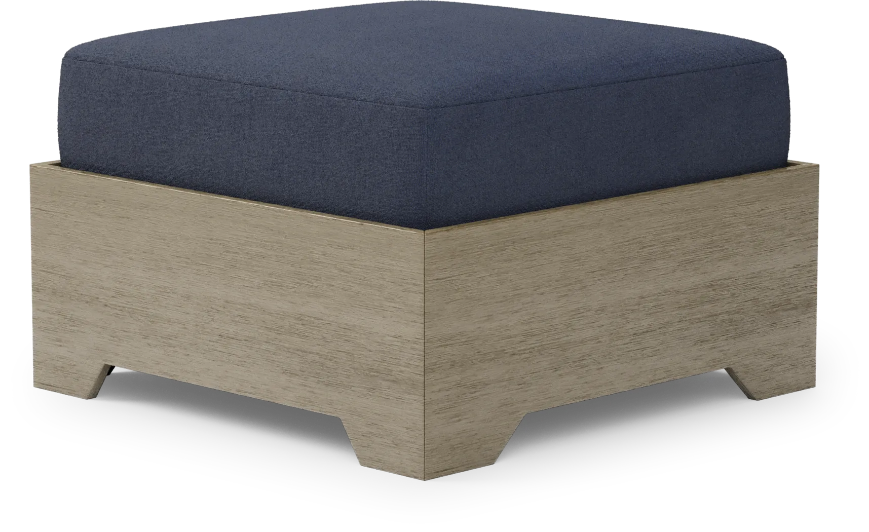 Lake Tahoe Gray Outdoor Ottoman with Indigo Cushion - Thumbnail - Image 1