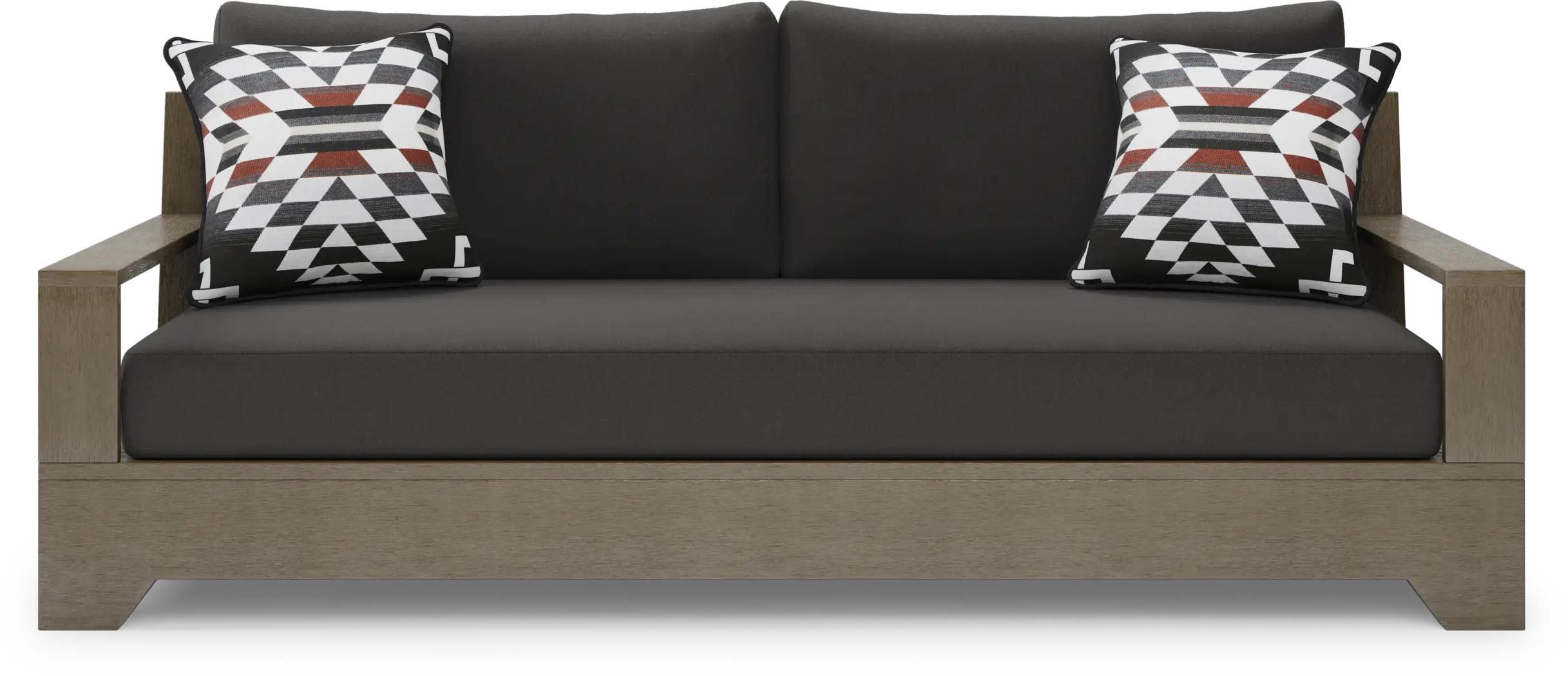 Cindy Crawford Home Lake Tahoe Gray Outdoor Sofa with Charcoal Cushions - Thumbnail - Image 1