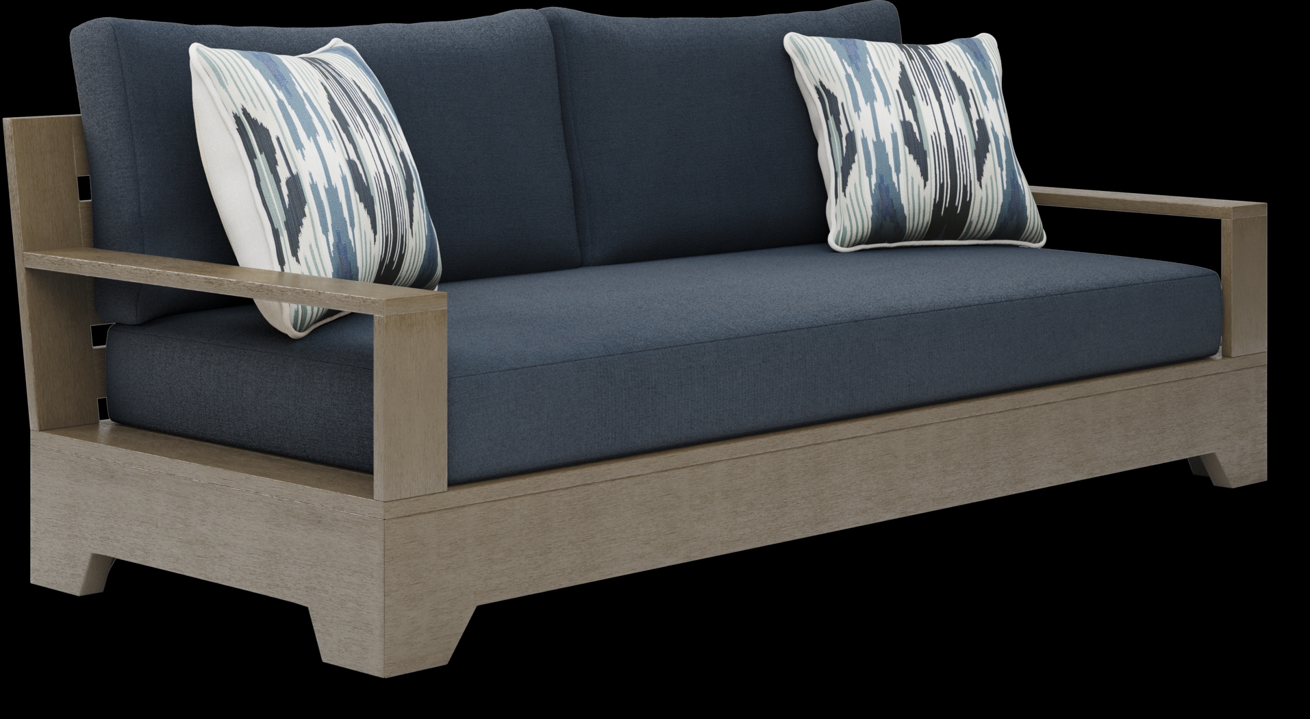 Lake Tahoe Gray 4 Pc Outdoor Sofa Seating Set with Indigo Cushions - Thumbnail - Image 3