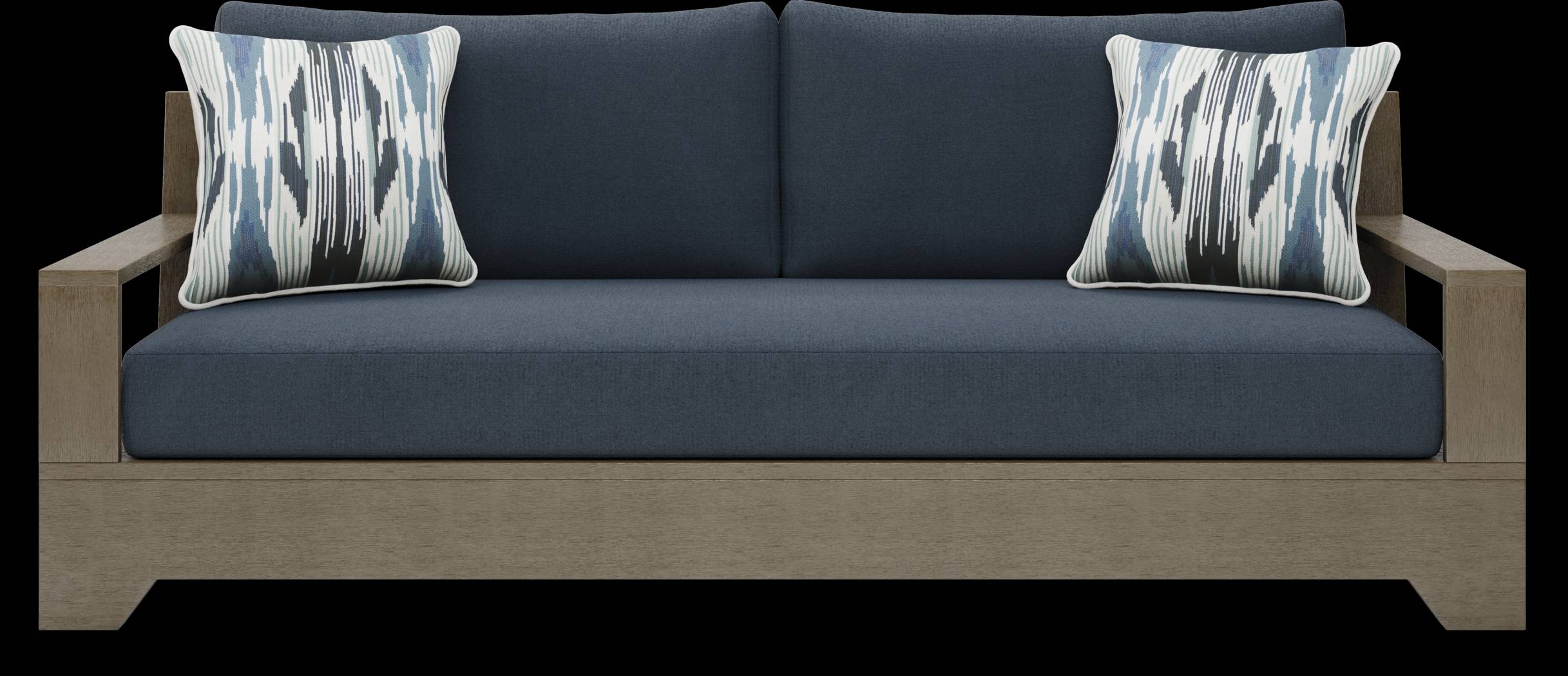 Lake Tahoe Gray 4 Pc Outdoor Sofa Seating Set with Indigo Cushions - Thumbnail - Image 2