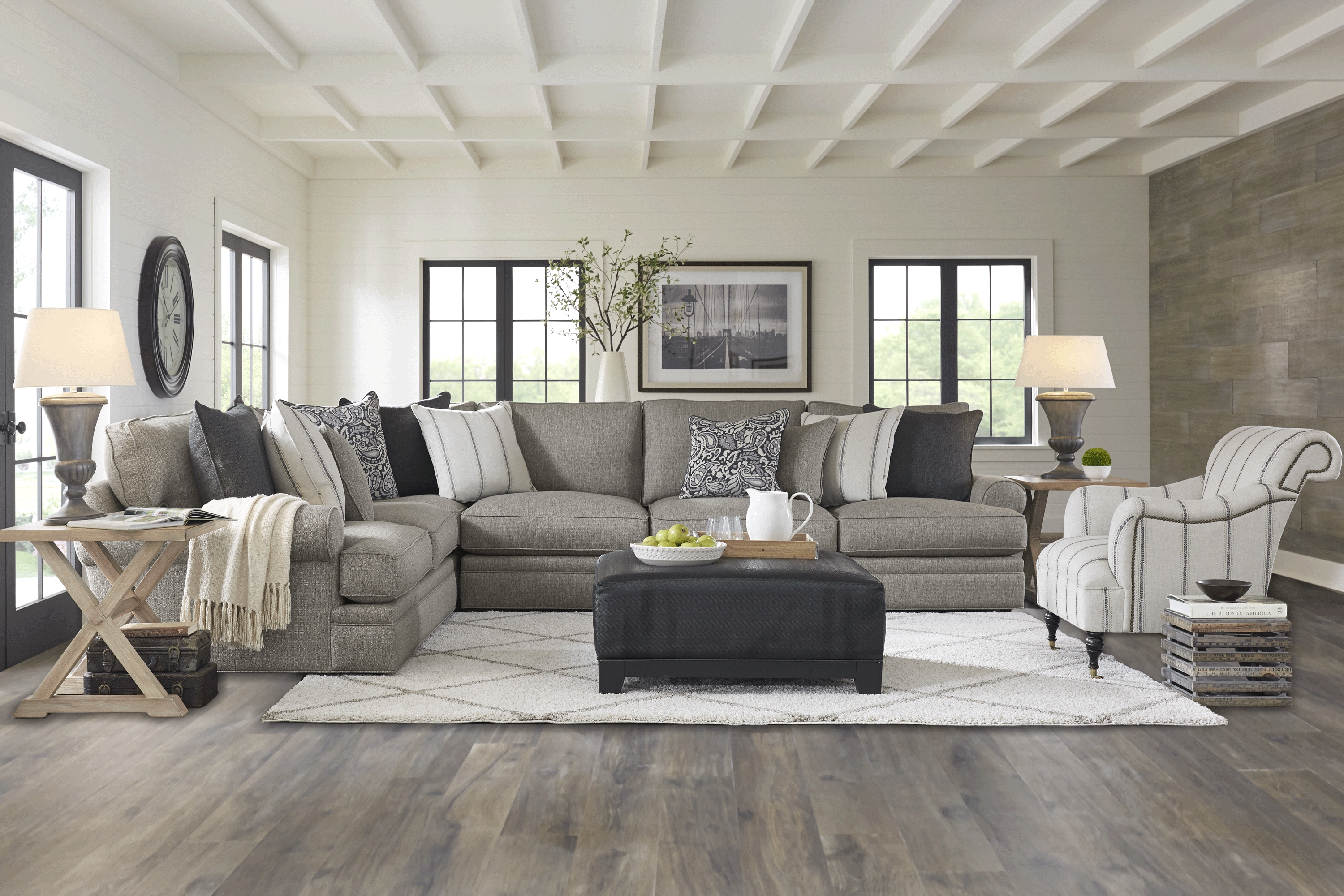 Cindy Crawford Home Lincoln Square Gray 3 Pc Sectional - Thumbnail - Image 2