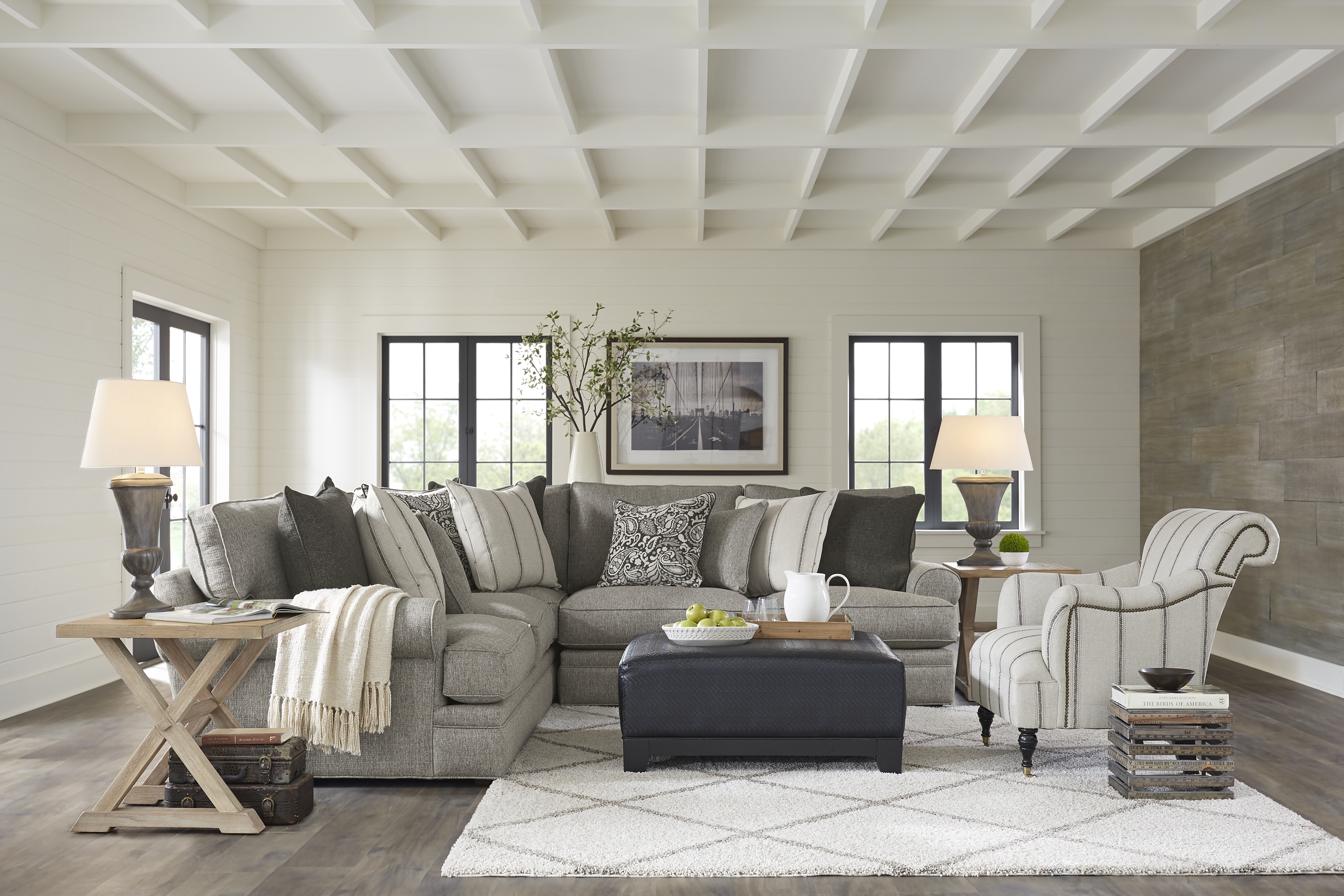 Cindy Crawford Home Lincoln Square Gray 4 Pc Sectional Living Room - Thumbnail - Image 1
