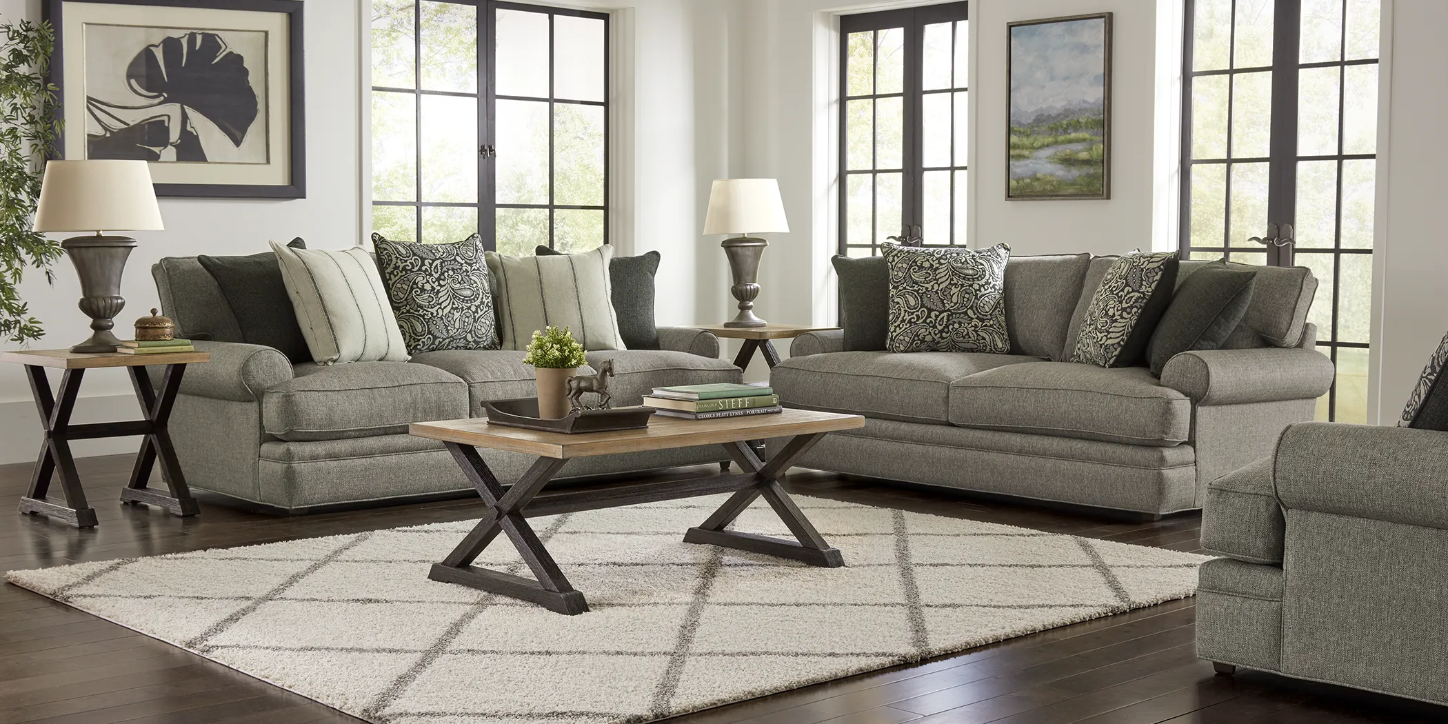 Cindy Crawford Home Lincoln Square Gray 7 Pc Living Room - Thumbnail - Image 1