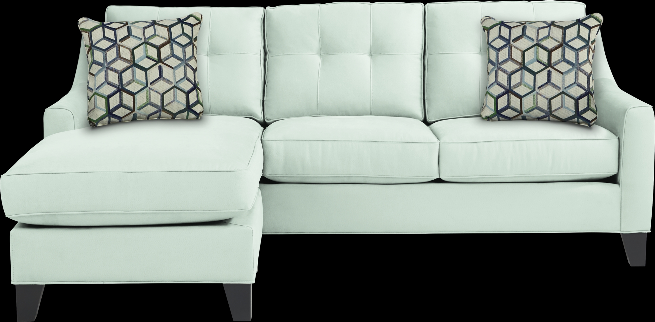 Cindy Crawford Home Madison Place Aqua Microfiber Chaise Sofa - Thumbnail - Image 1