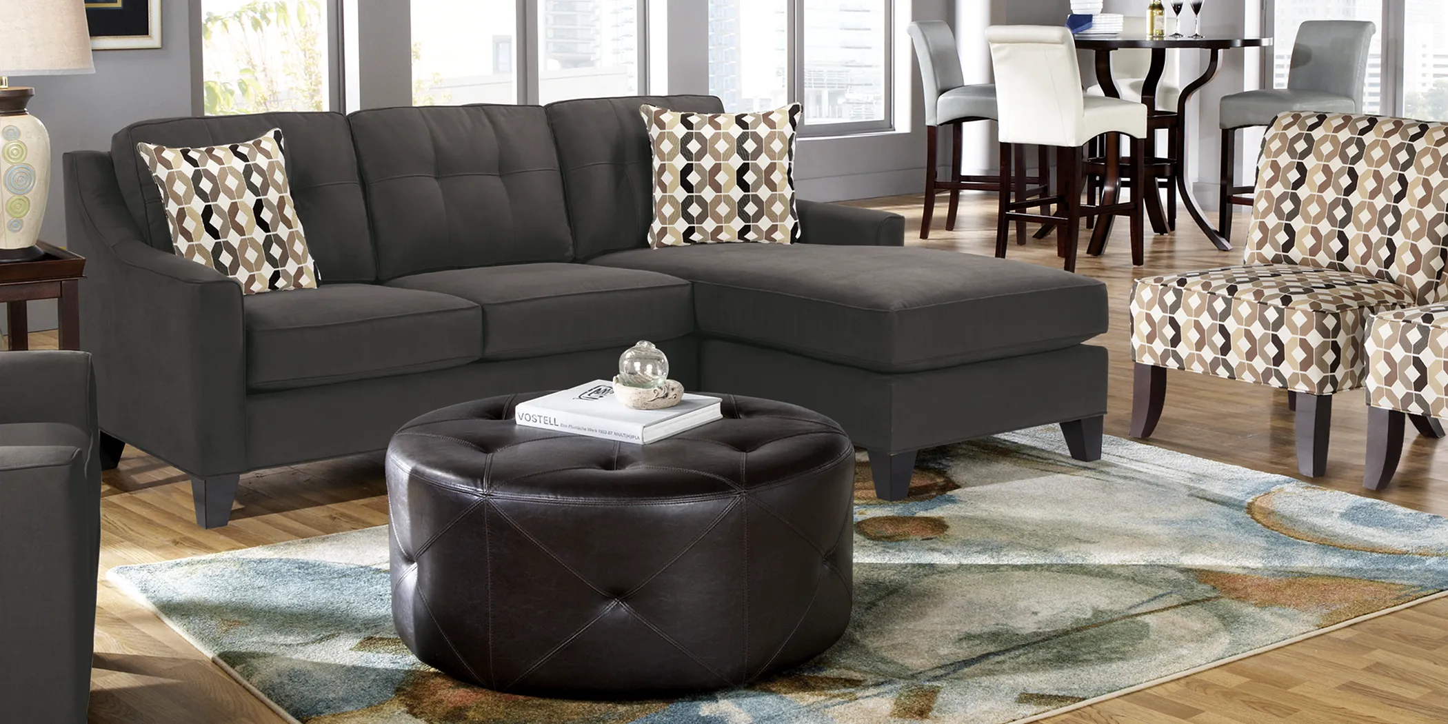 Cindy Crawford Home Madison Place Slate 5 Pc Sectional Living Room - Thumbnail - Image 1