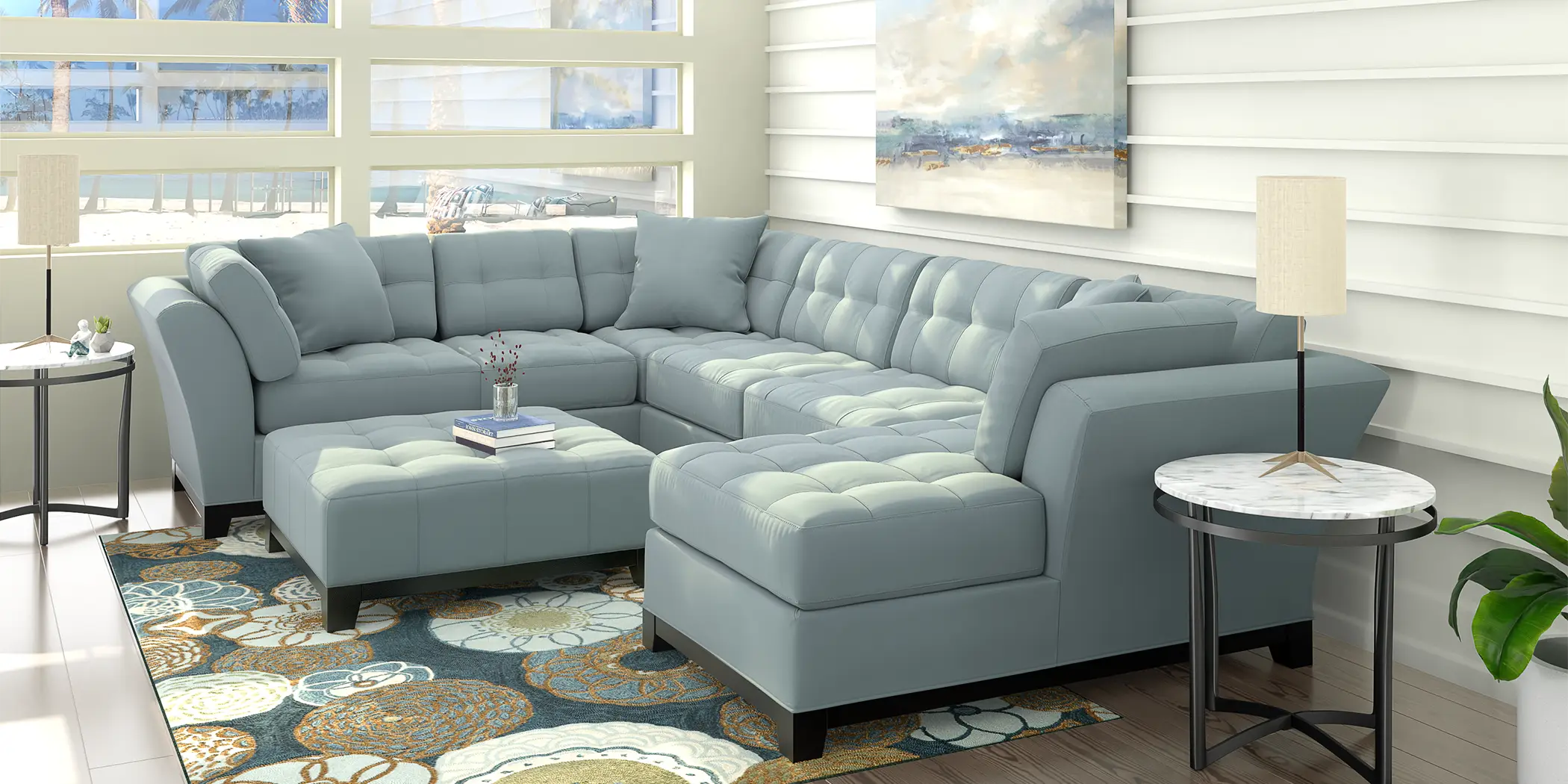 Cindy Crawford Home Metropolis Hydra 4 Pc Sectional Living Room - Thumbnail - Image 1