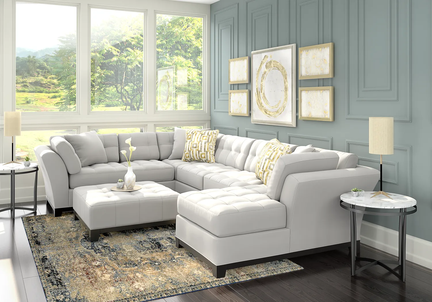 Cindy Crawford Home Metropolis Platinum 3 Pc Sectional - Thumbnail - Image 1