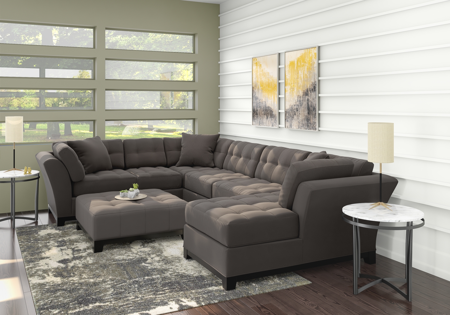 Cindy Crawford Home Metropolis Slate 3 Pc Sectional - Thumbnail - Image 1