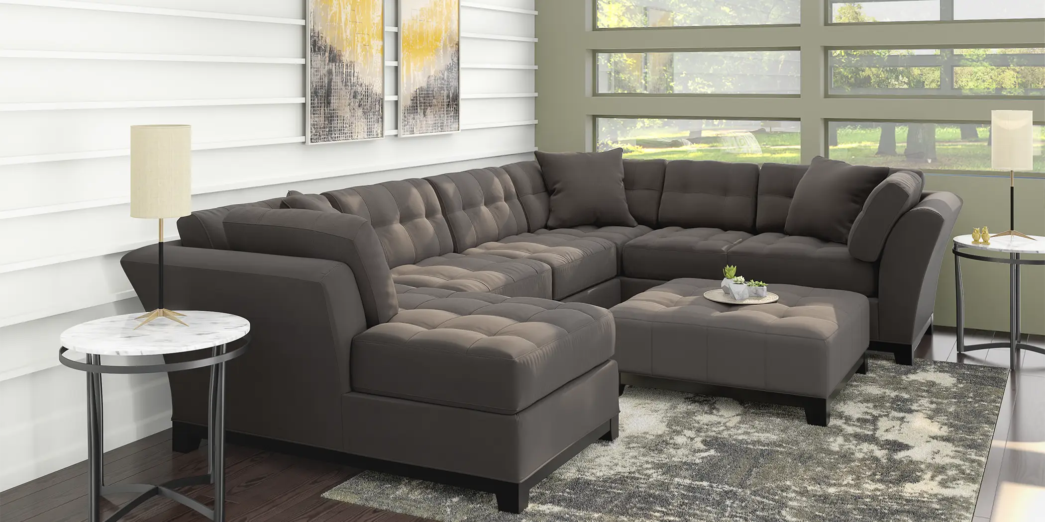 Cindy Crawford Home Metropolis Slate 3 Pc Sectional - Thumbnail - Image 1