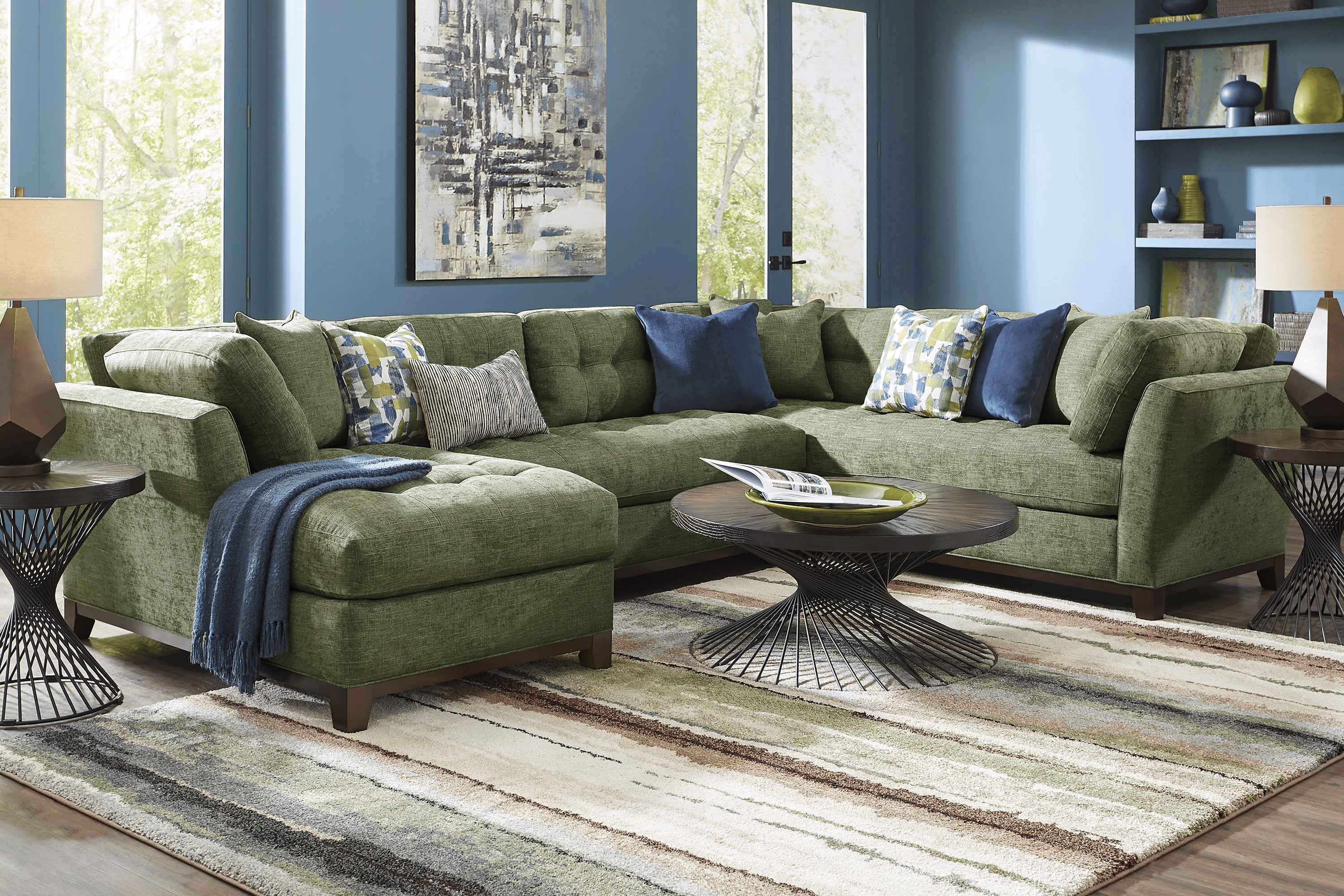 Metropolis Way Avocado Textured 3 Pc Sectional - Thumbnail - Image 2