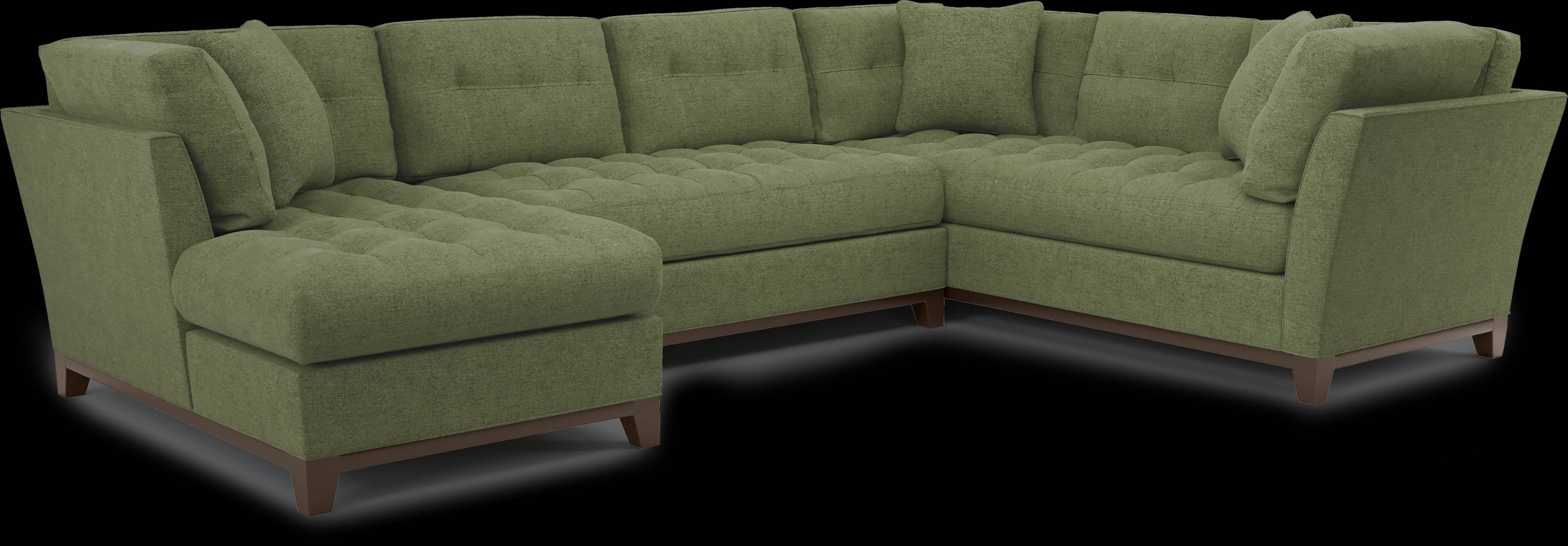 Metropolis Way Avocado Textured 3 Pc Sectional - Thumbnail - Image 1