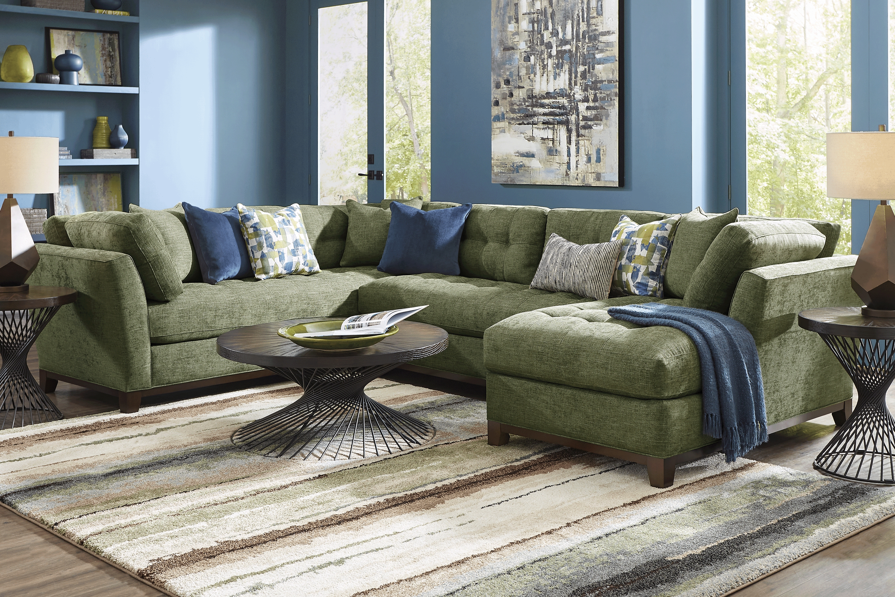 Metropolis Way Avocado Textured 3 Pc Sectional - Thumbnail - Image 2