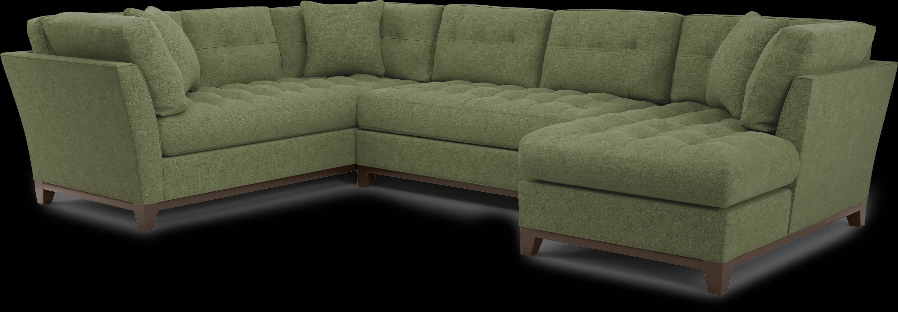 Metropolis Way Avocado Textured 3 Pc Sectional - Thumbnail - Image 1