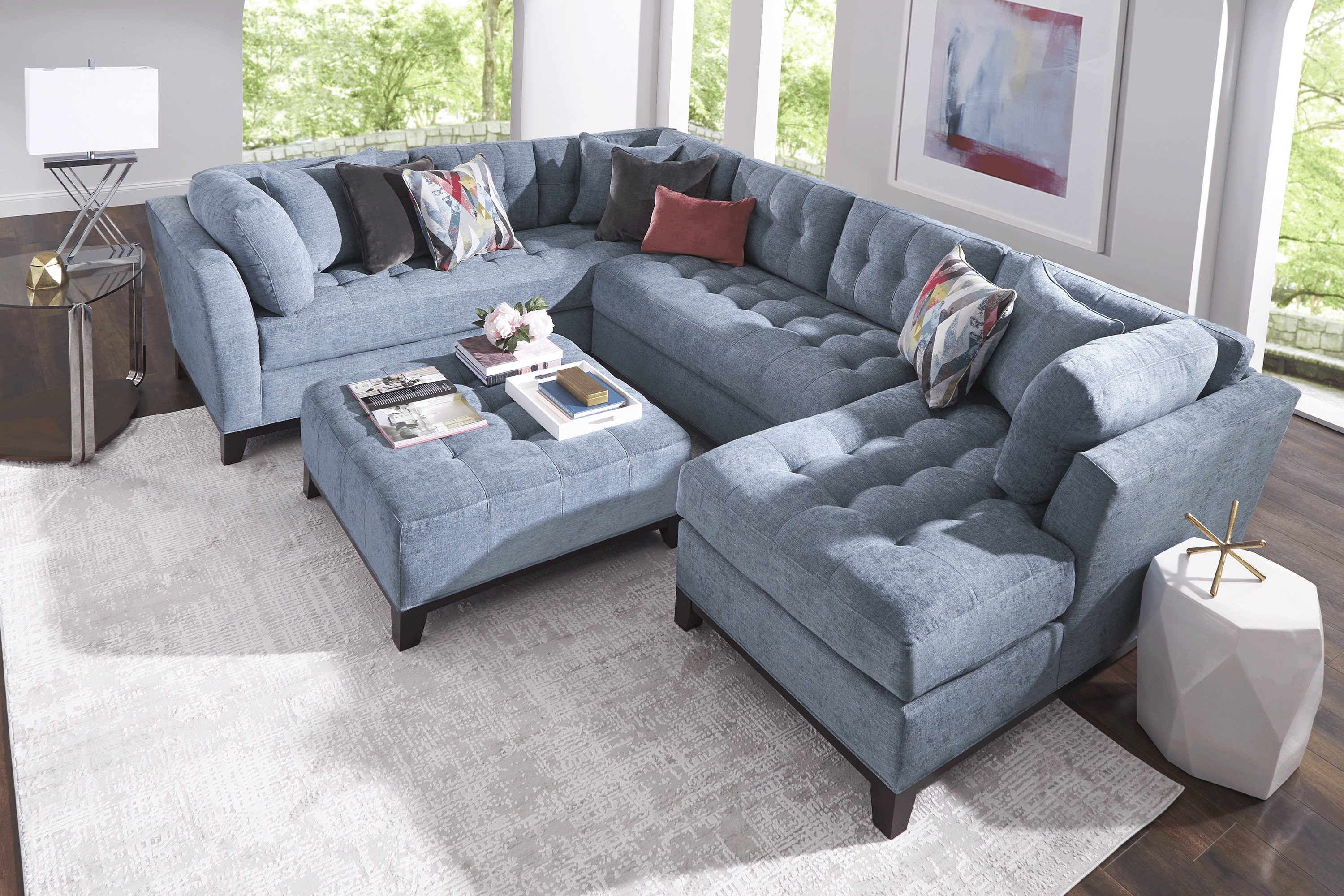 Metropolis Way Chambray Textured 3 Pc Sectional - Thumbnail - Image 2