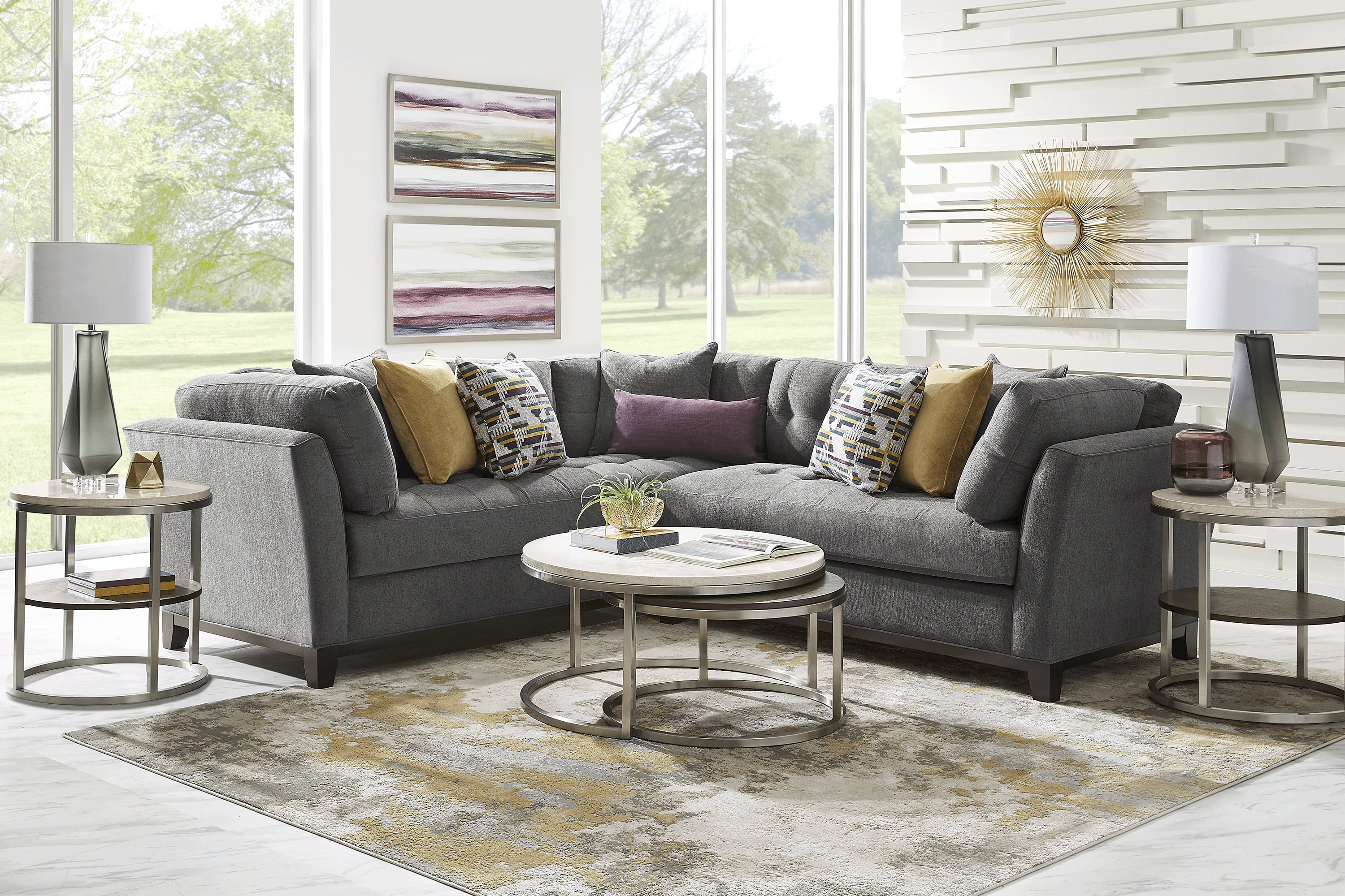 Metropolis Way Charcoal Textured 2 Pc Sectional - Thumbnail - Image 2