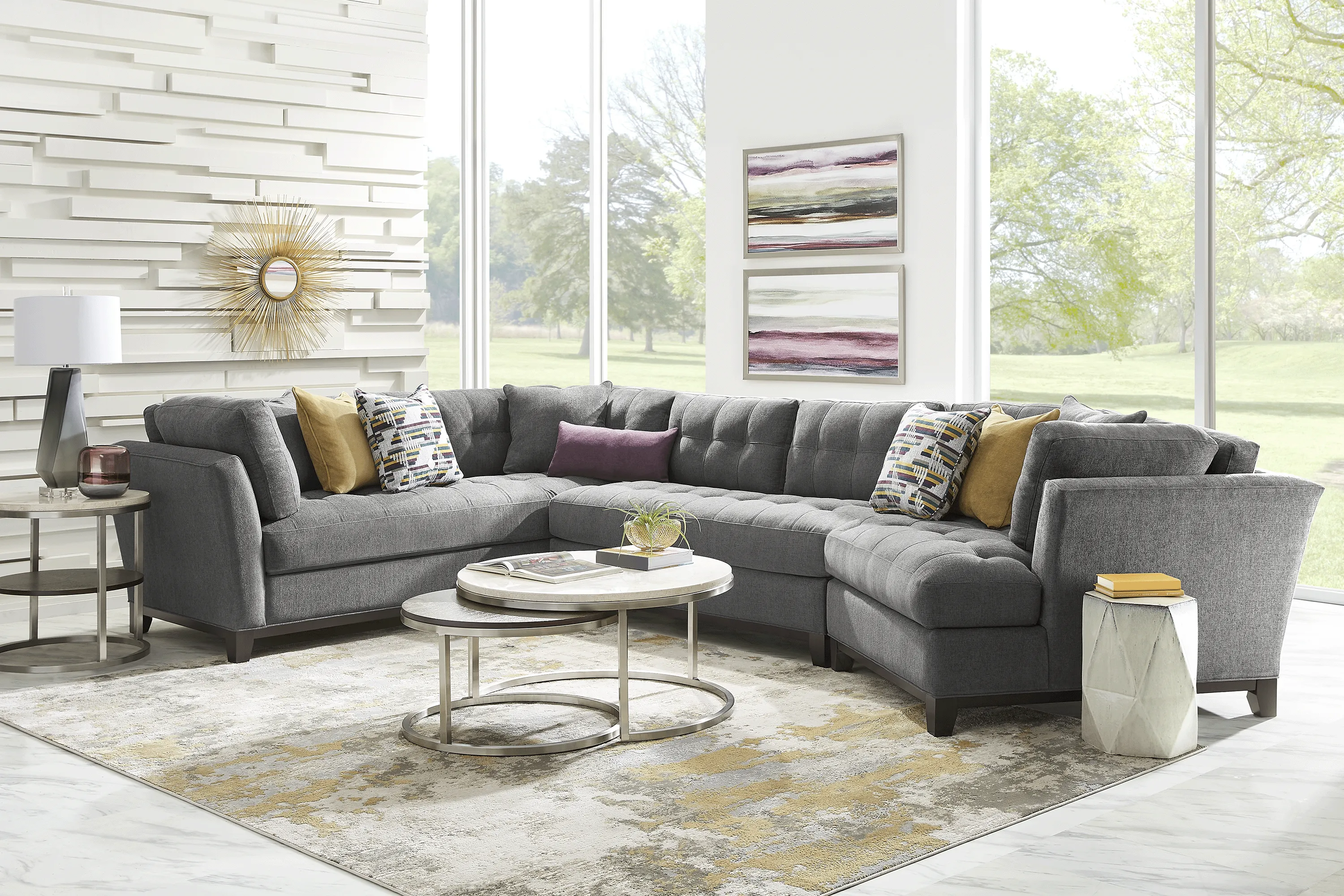 Metropolis Way Charcoal Textured 3 Pc Sectional with Cuddler - Thumbnail - Image 2