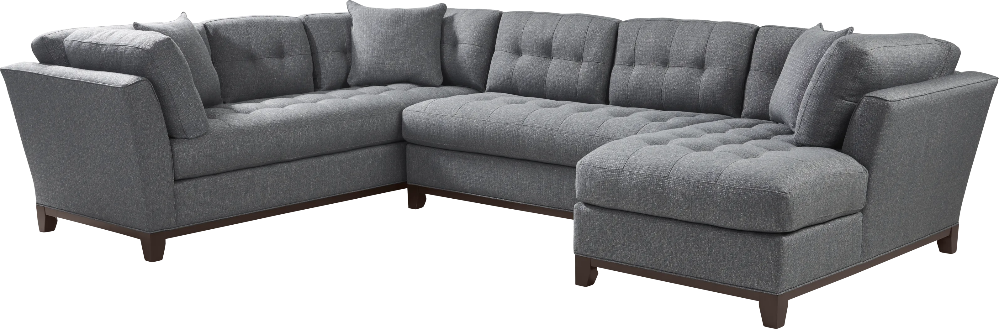 Cindy Crawford Home Metropolis Way Denim Textured 3 Pc Sectional - Thumbnail - Image 1