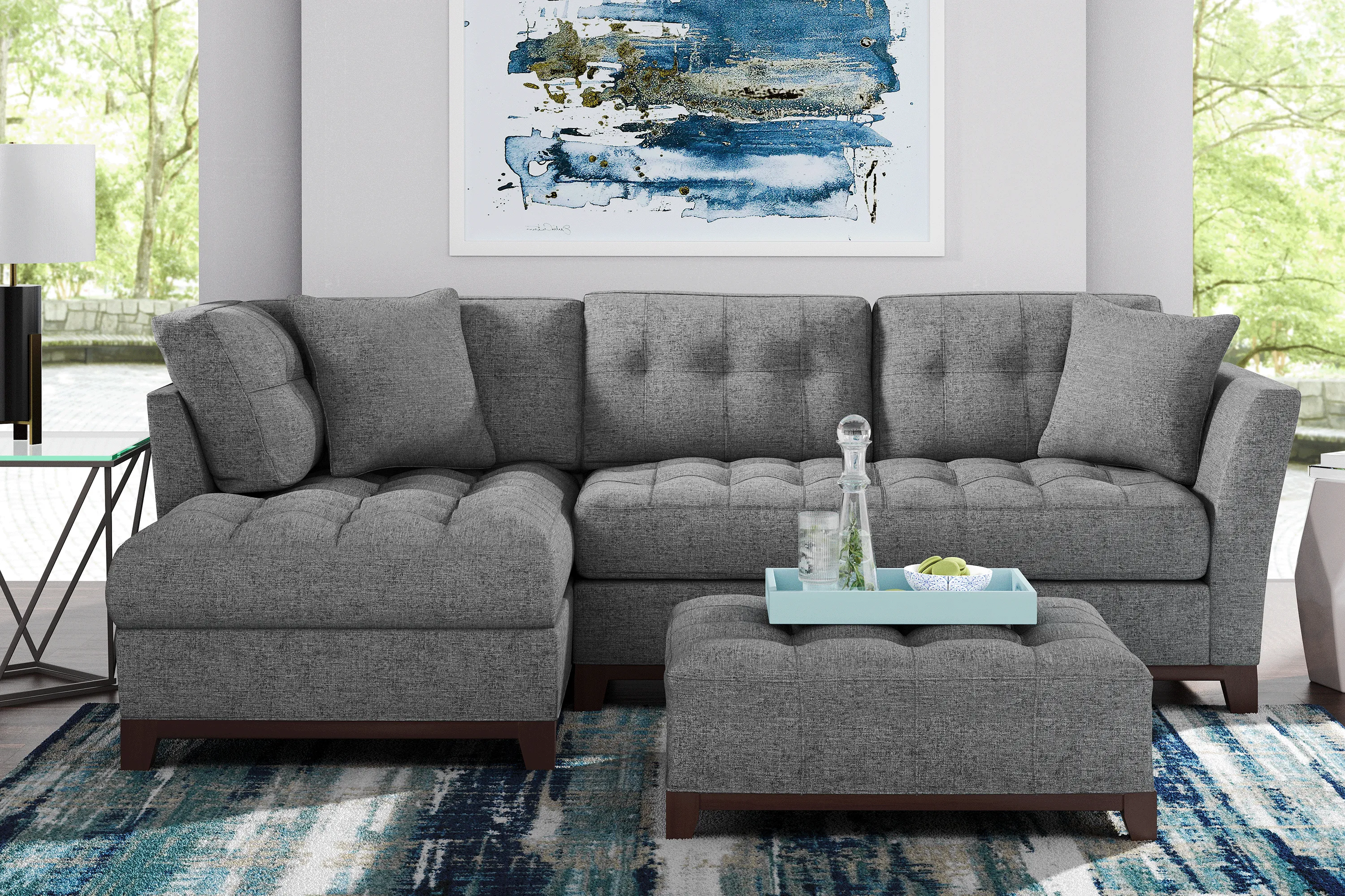 Cindy Crawford Home Metropolis Way Granite Textured 2 Pc Sectional - Thumbnail - Image 2