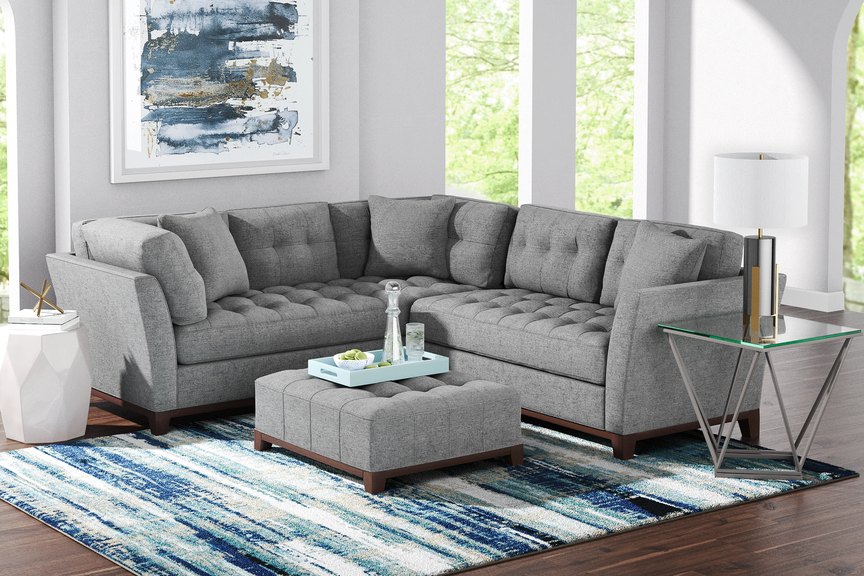 Cindy Crawford Home Metropolis Way Granite Textured 2 Pc Sectional - Thumbnail - Image 2