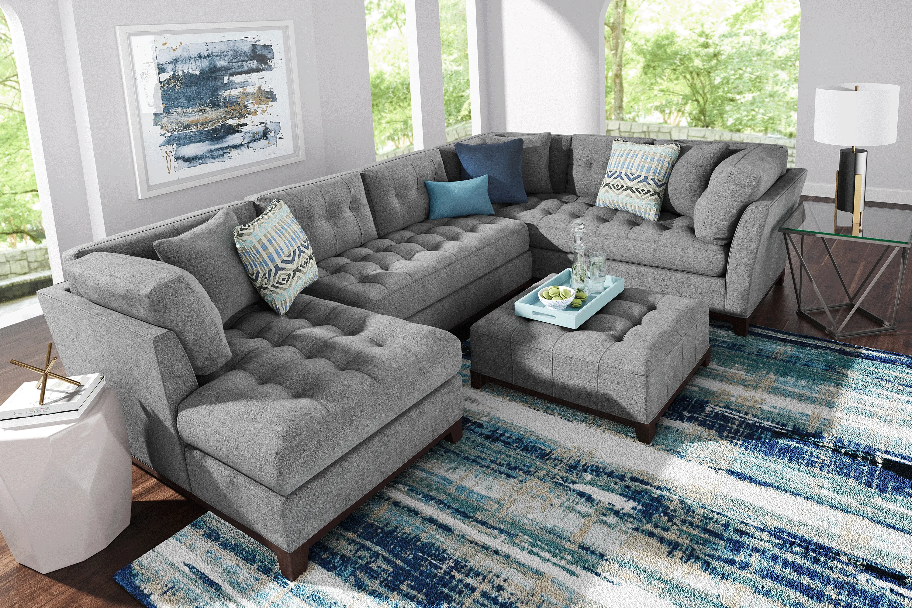 Cindy Crawford Home Metropolis Way Granite Textured 3 Pc Sectional - Thumbnail - Image 2