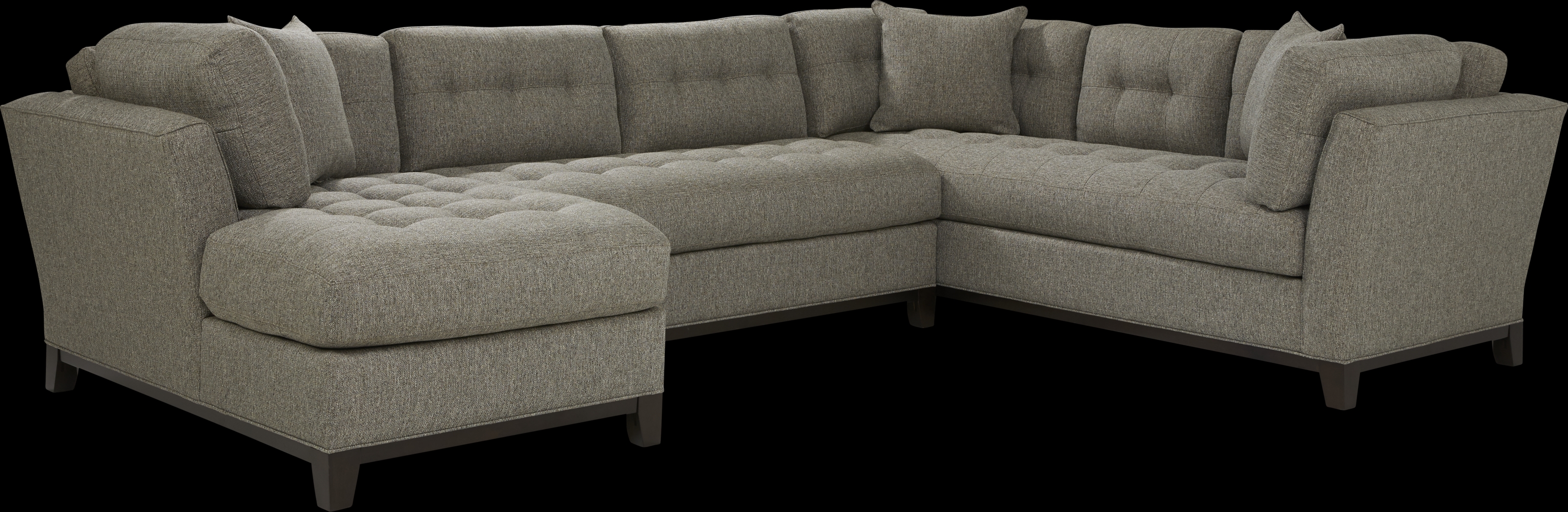 Cindy Crawford Home Metropolis Way Gray Textured 3 Pc Sectional - Thumbnail - Image 1