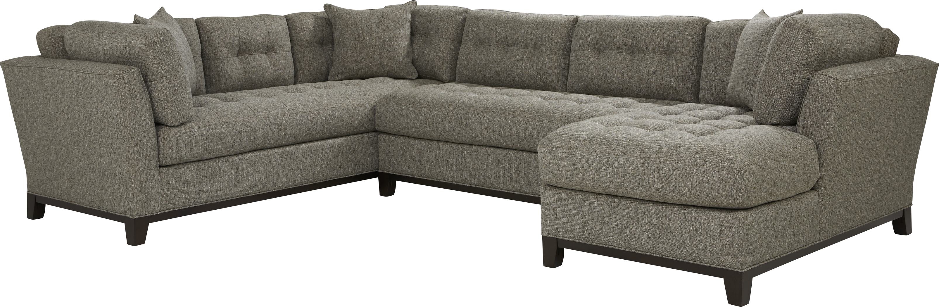 Cindy Crawford Home Metropolis Way Gray Textured 3 Pc Sectional - Thumbnail - Image 1