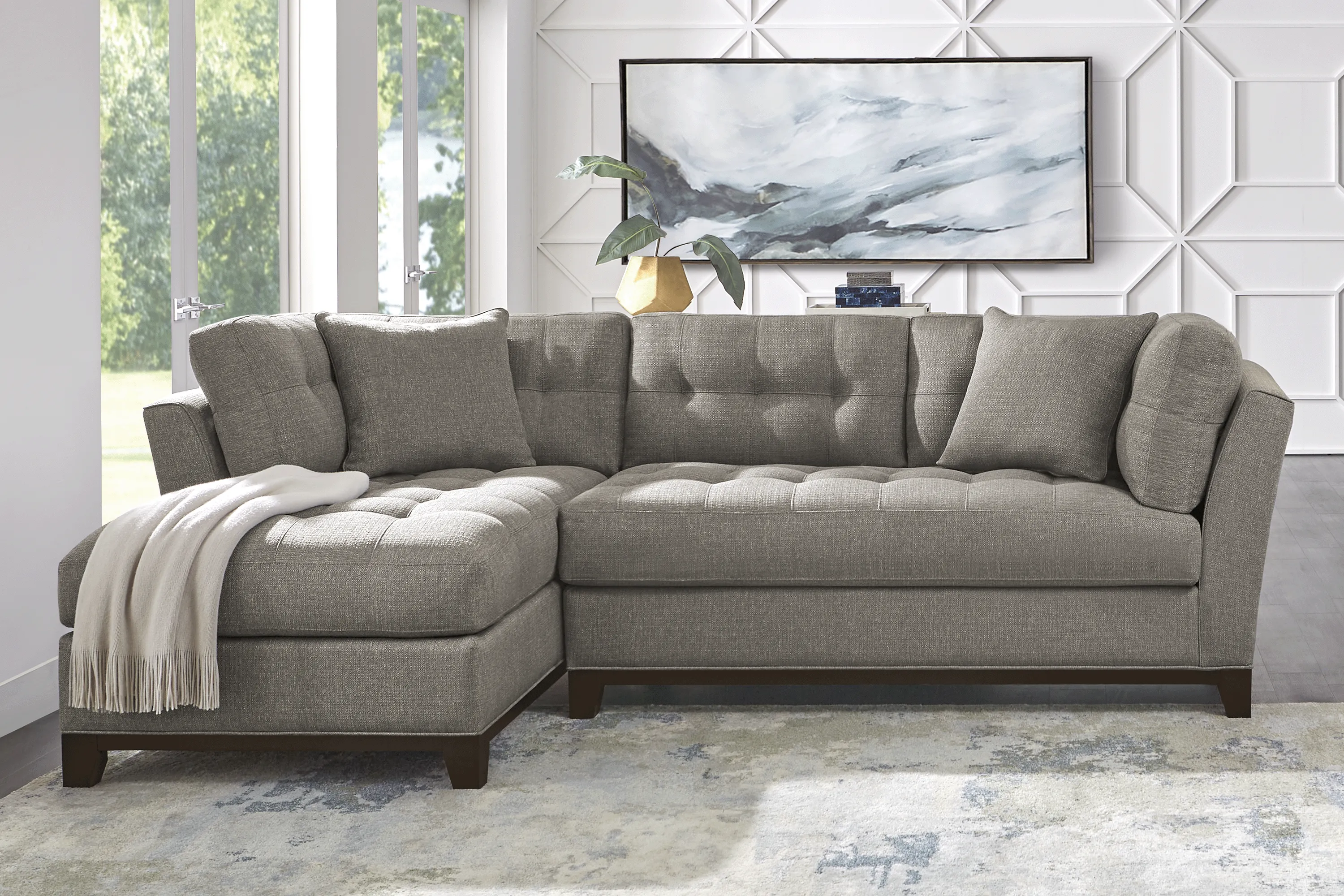 Cindy Crawford Home Metropolis Way Gray Textured 2 Pc Sectional - Thumbnail - Image 2