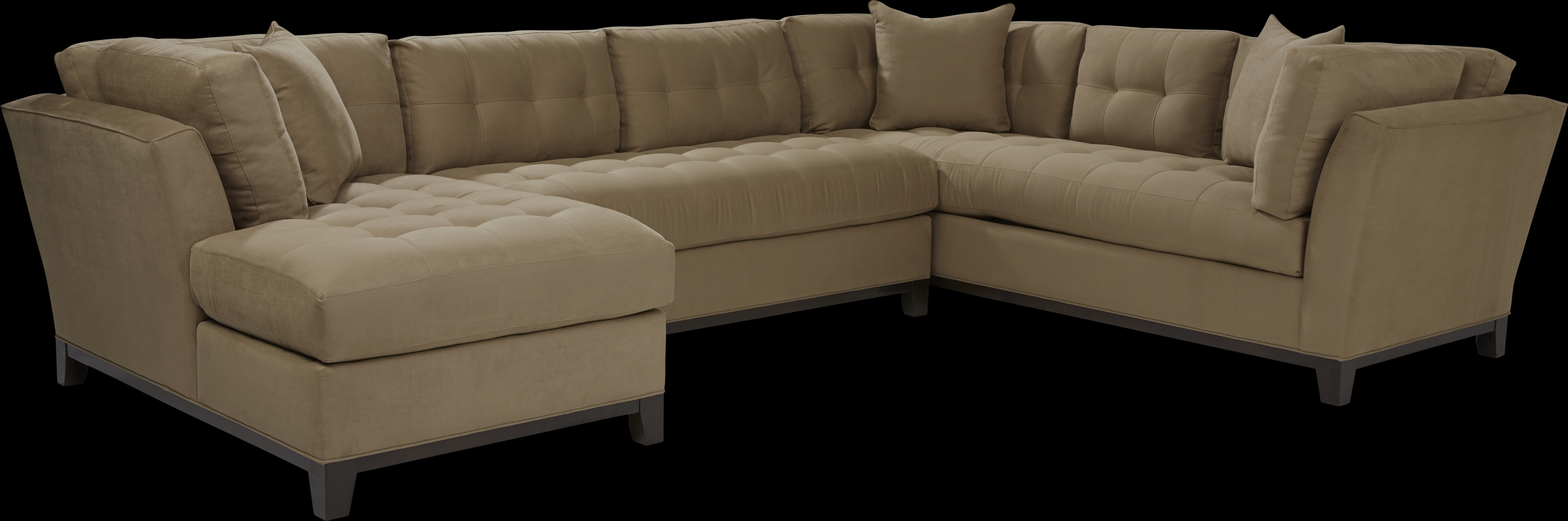 Cindy Crawford Home Metropolis Way Khaki Microfiber 3 Pc Sectional - Thumbnail - Image 1