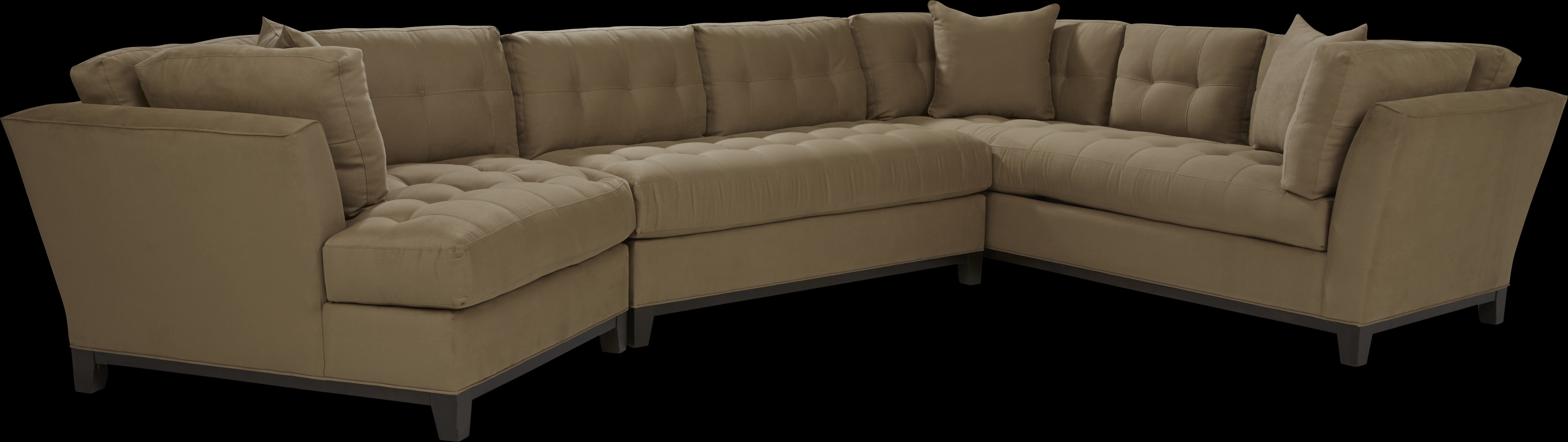 Cindy Crawford Home Metropolis Way Khaki Microfiber 3 Pc Sectional with Cuddler - Thumbnail - Image 3