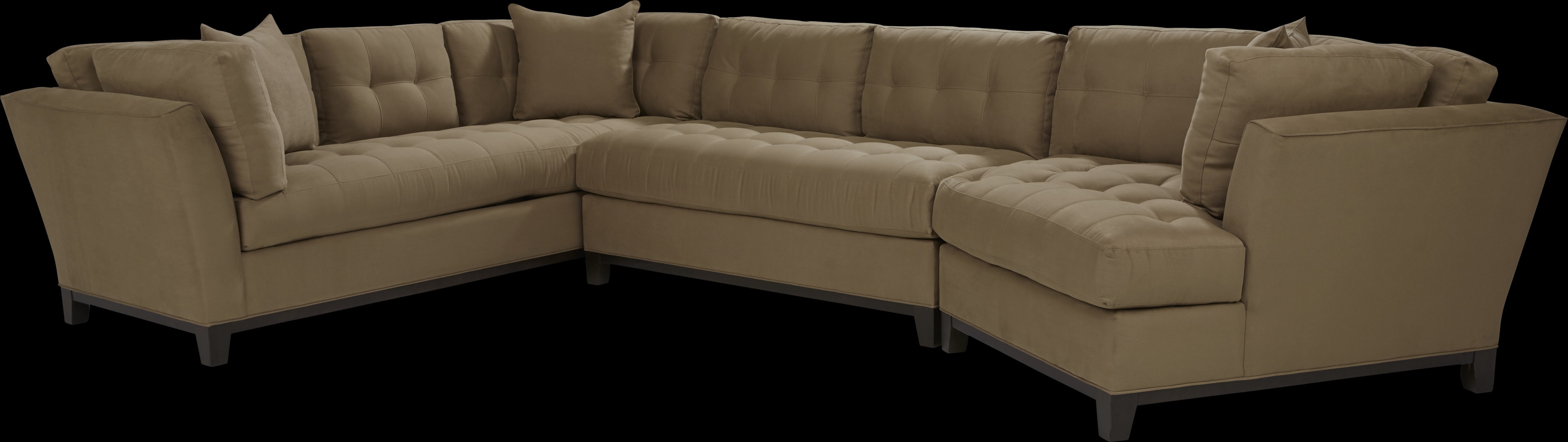 Cindy Crawford Home Metropolis Way Khaki Microfiber 3 Pc Sectional with Cuddler - Thumbnail - Image 3