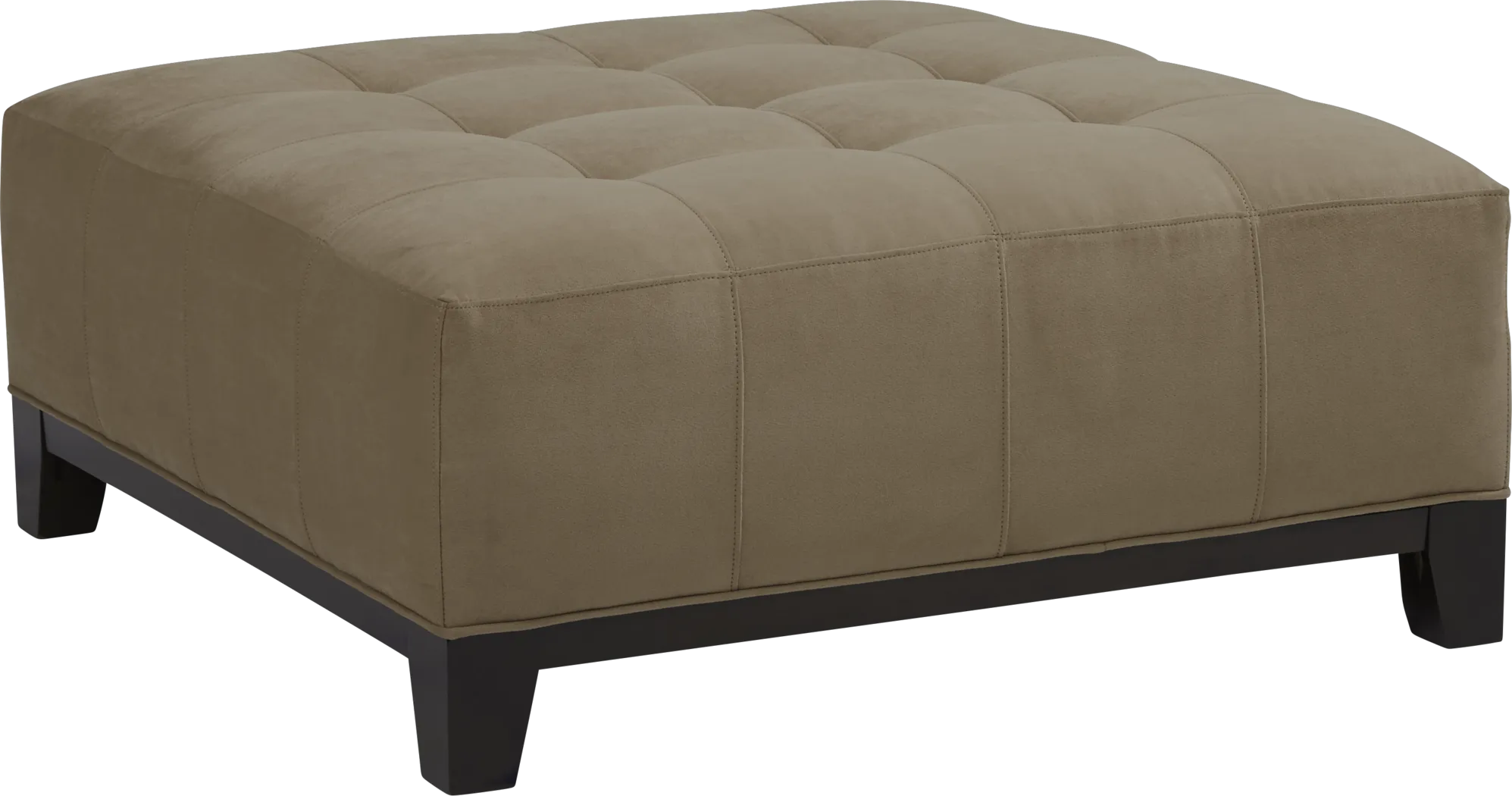 Cindy Crawford Home Metropolis Way Khaki Microfiber Cocktail Ottoman - Thumbnail - Image 1