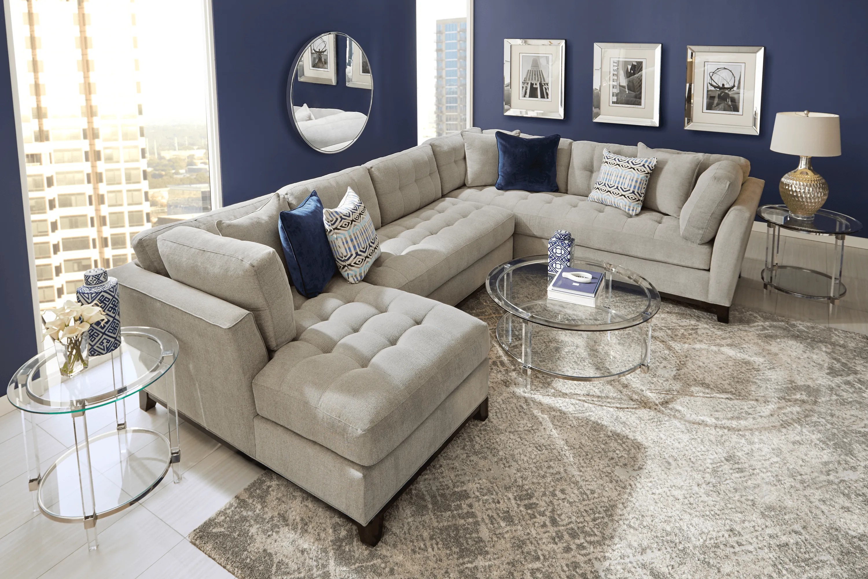 Metropolis Way Platinum Textured 3 Pc Sectional - Thumbnail - Image 2