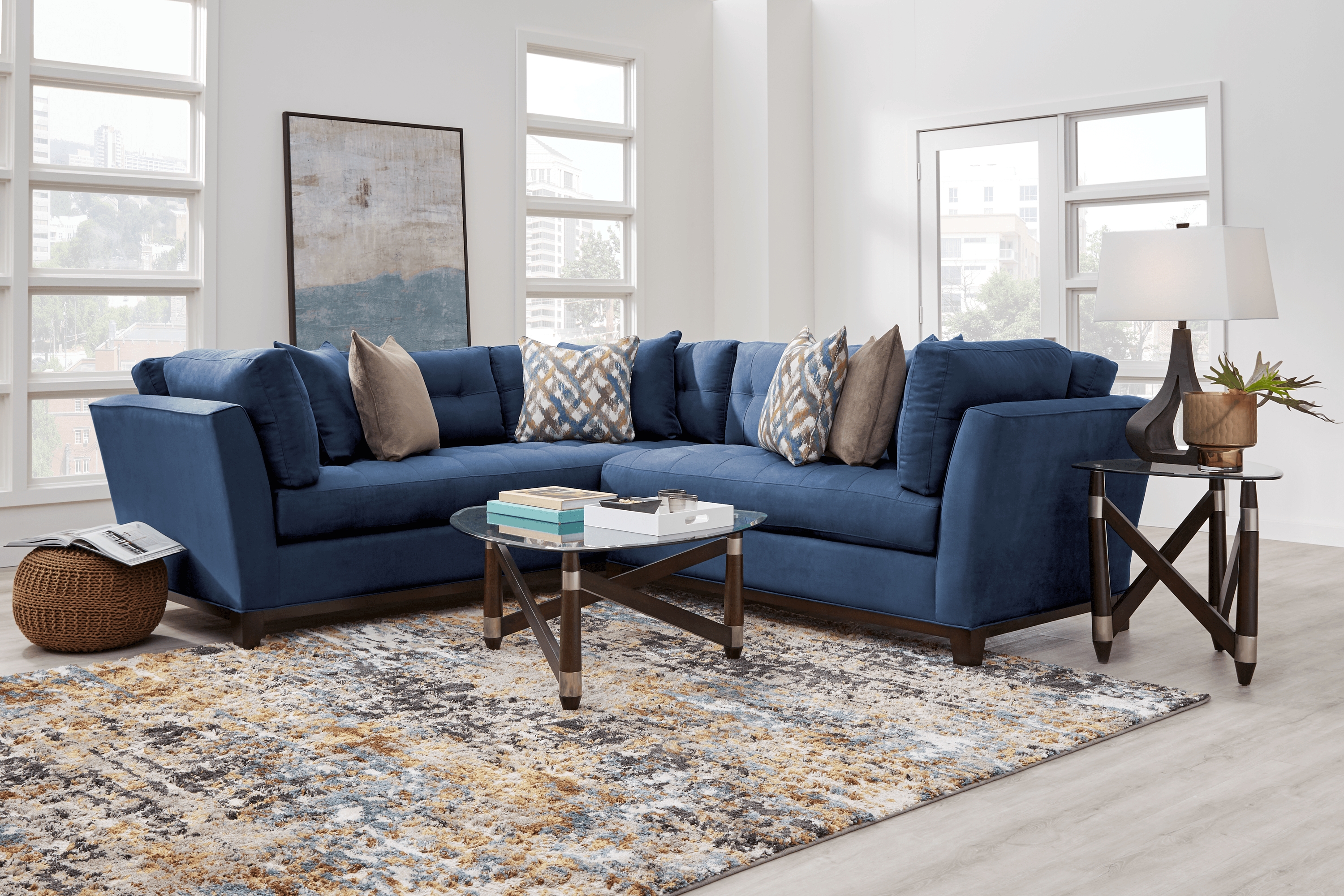 Metropolis Way Sapphire Microfiber 2 Pc Sectional - Thumbnail - Image 2