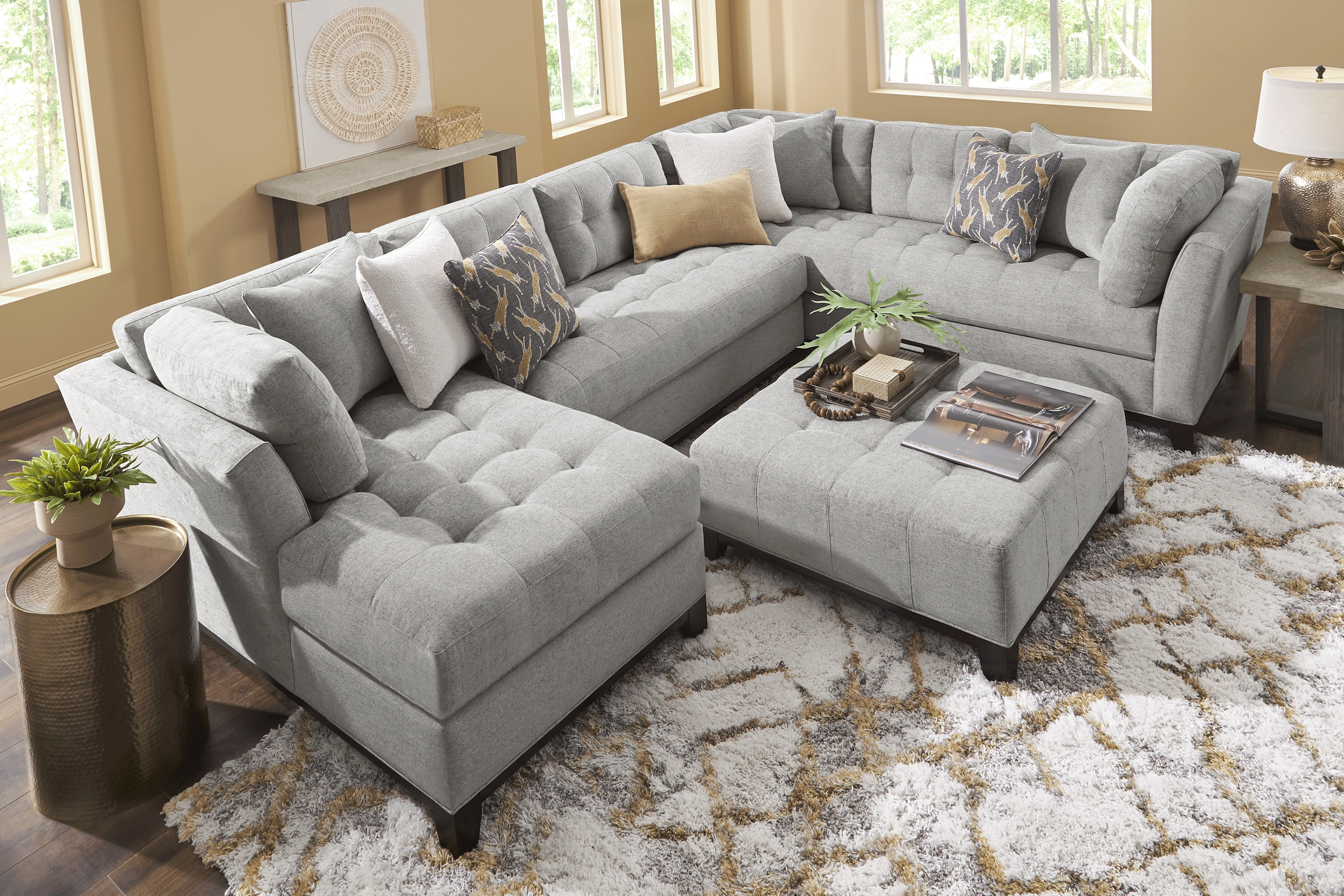 Metropolis Way Smoke Textured 3 Pc Sectional - Thumbnail - Image 2