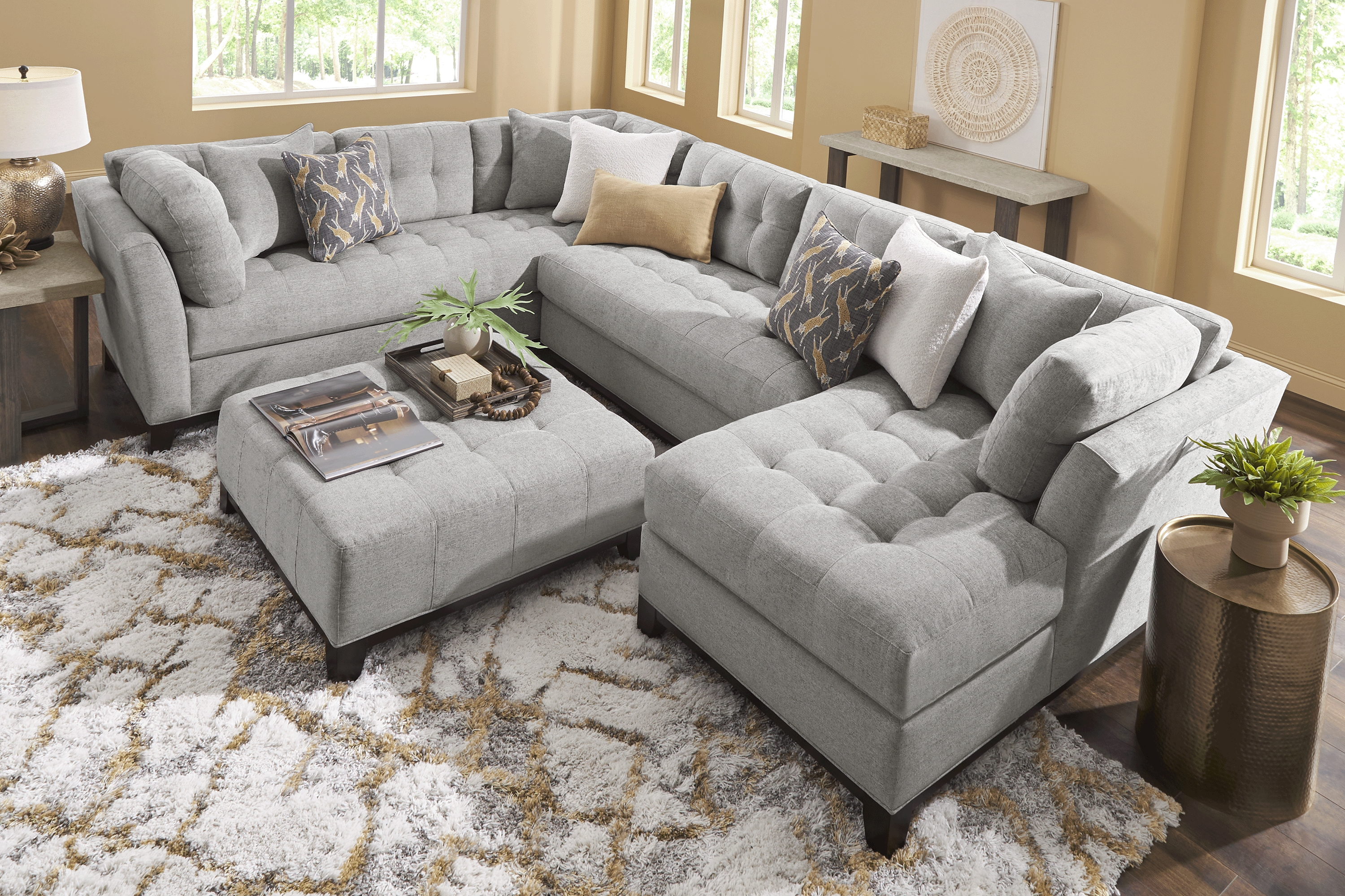 Metropolis Way Smoke Textured 3 Pc Sectional - Thumbnail - Image 2