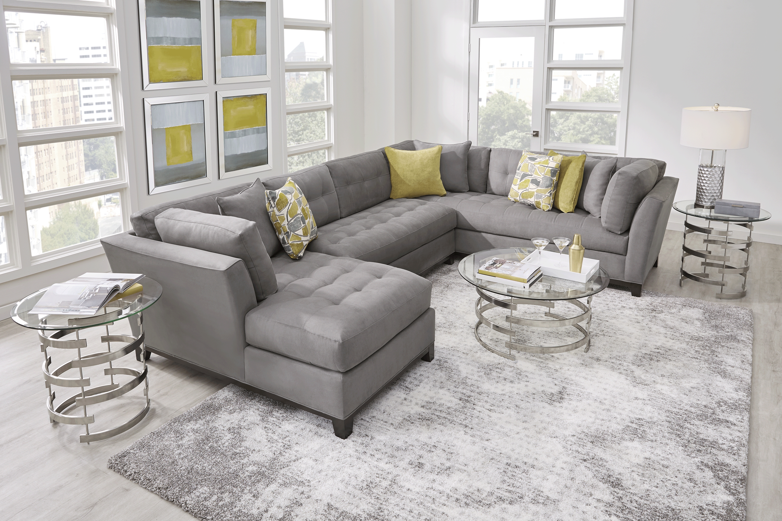 Metropolis Way Steel Microfiber 3 Pc Sectional - Thumbnail - Image 2