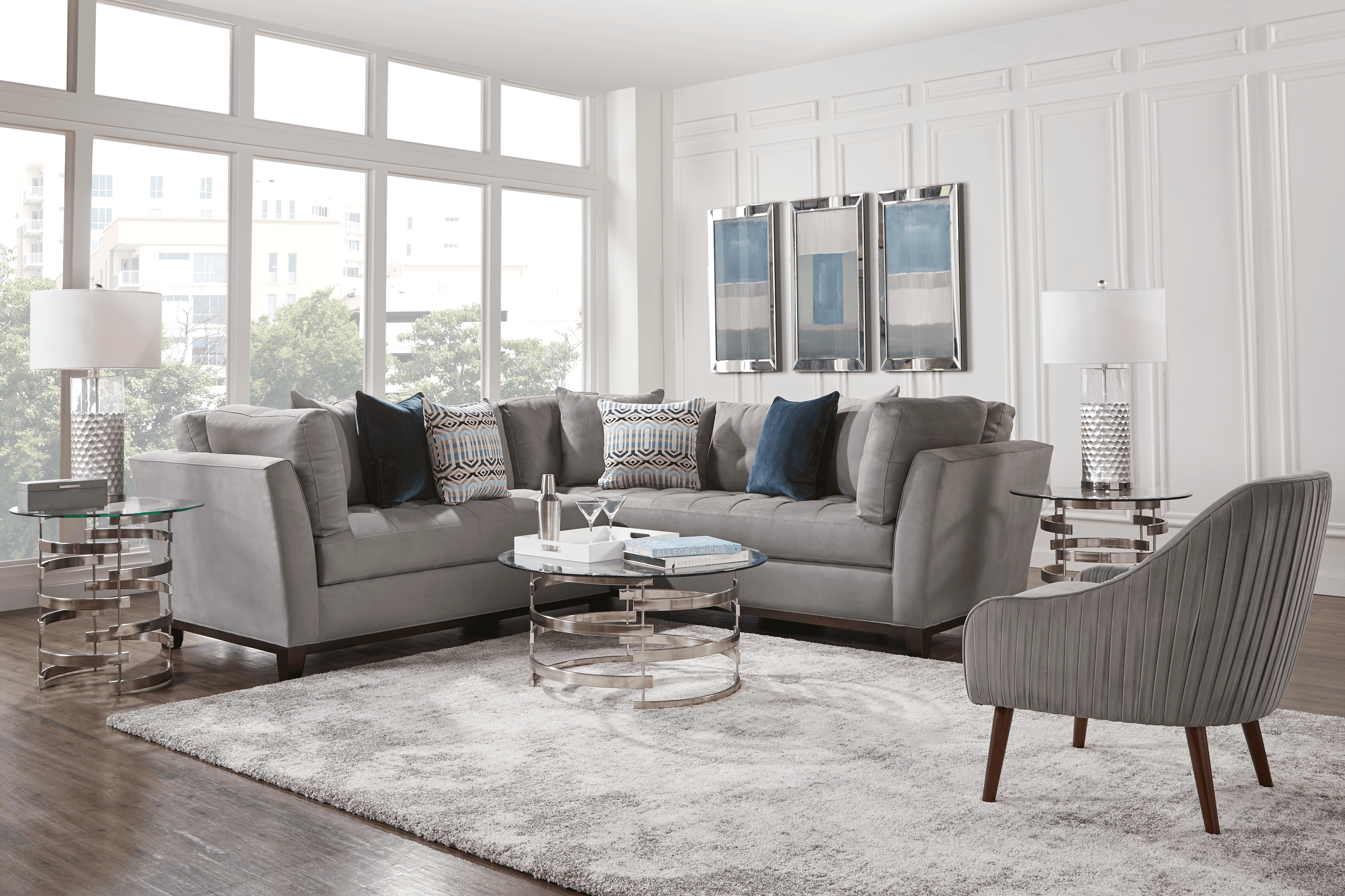 Metropolis Way Steel Microfiber 2 Pc Sectional - Thumbnail - Image 2