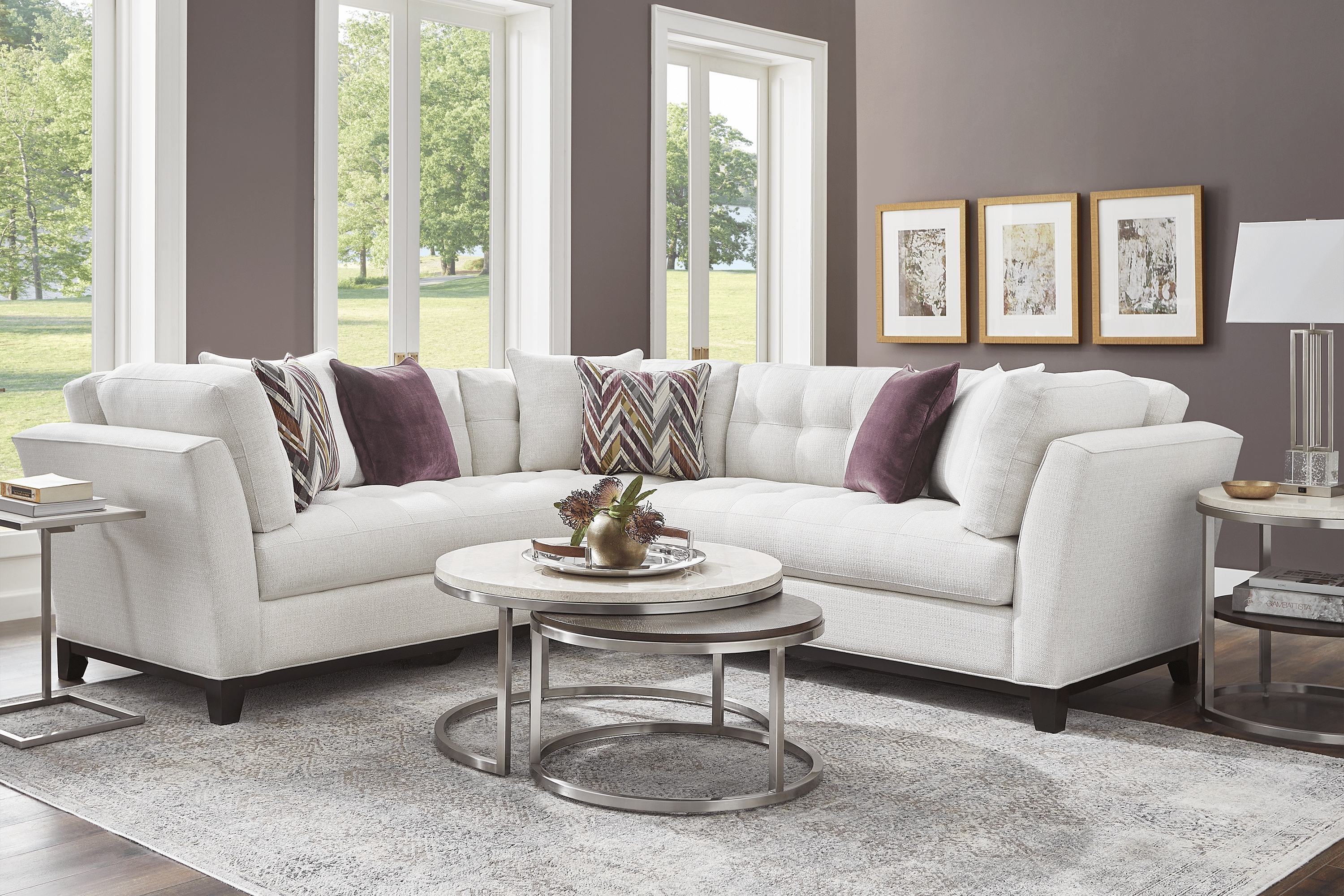 Metropolis Way White Textured 2 Pc Sectional - Thumbnail - Image 2