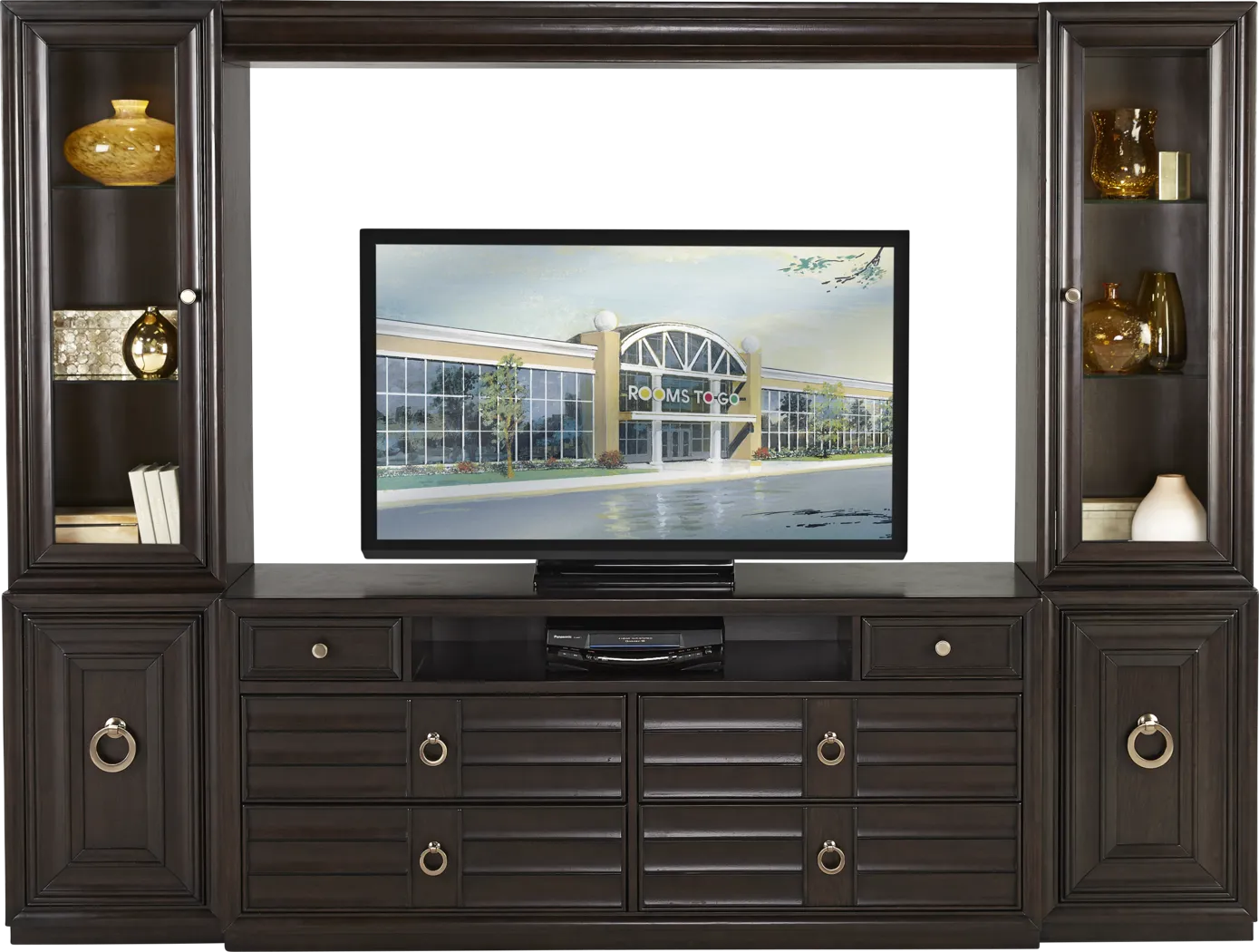 Cindy Crawford Home Michigan Avenue Brown 4 Pc Wall Unit - Thumbnail - Image 1